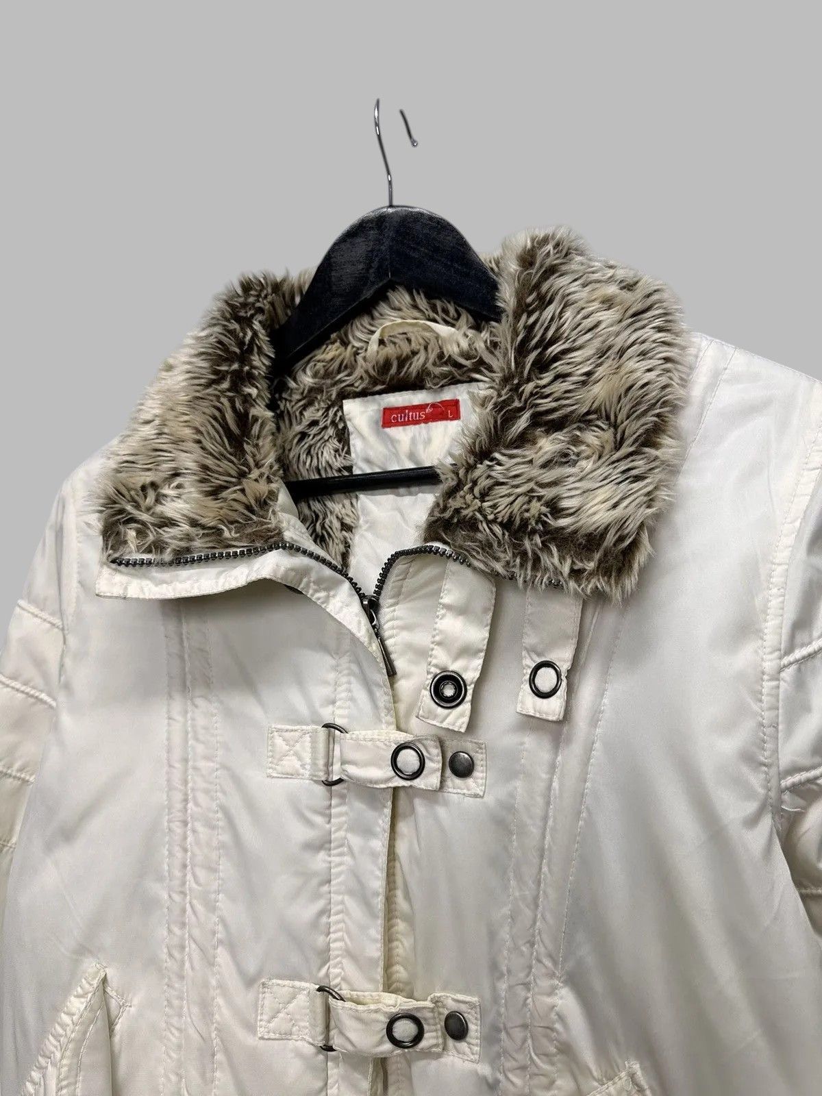 Hysteric Glamour Vintage White Jacket Fur Hood Y2K Utility Cropped Style Size M / US 6-8 / IT 42-44 - 3 Thumbnail