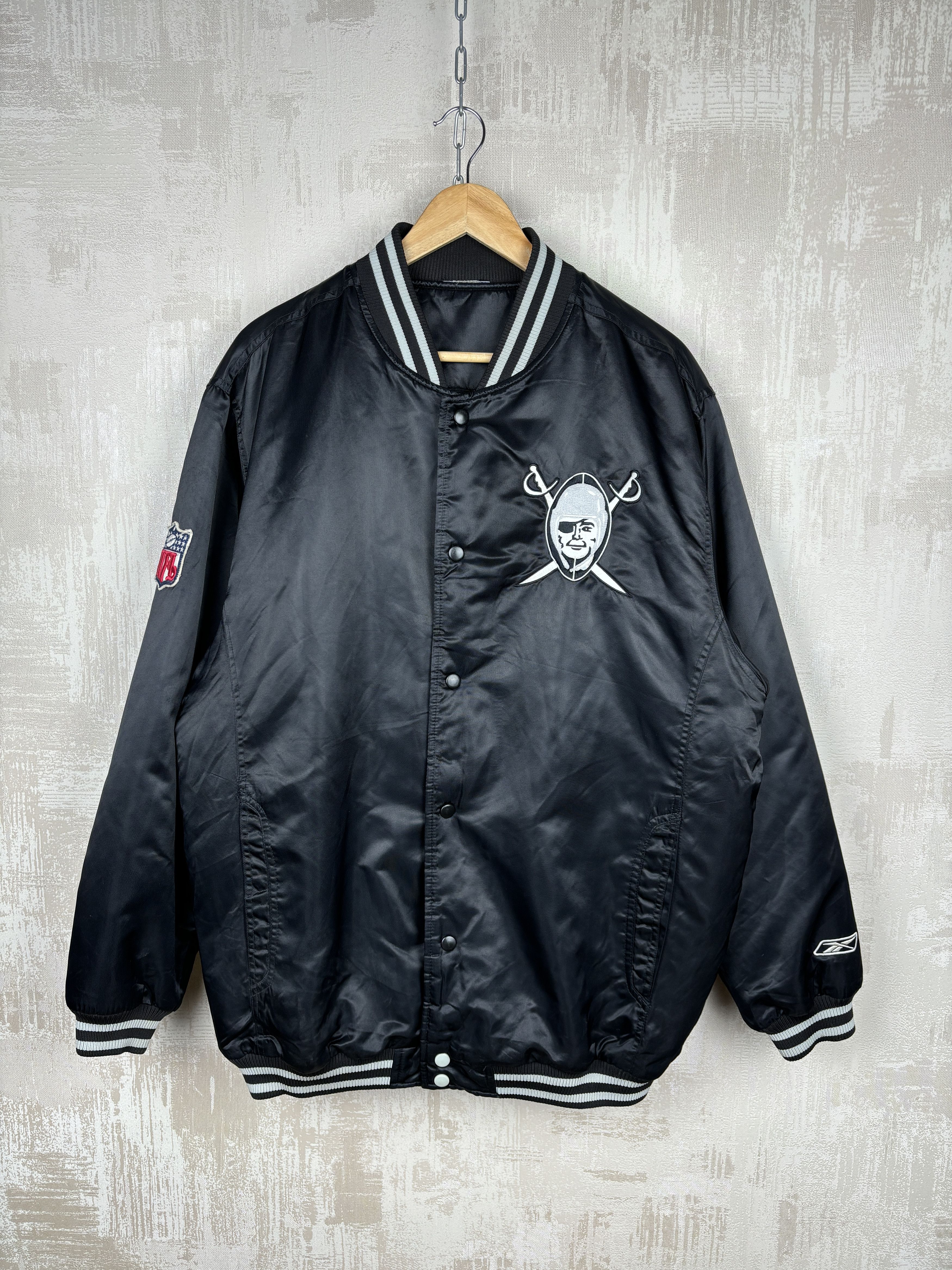 NFL × Reebok Vintage Raiders Reebok NFL Satin Bomber Jacket Size US XXL / EU 58 / 5 - 2 Thumbnail