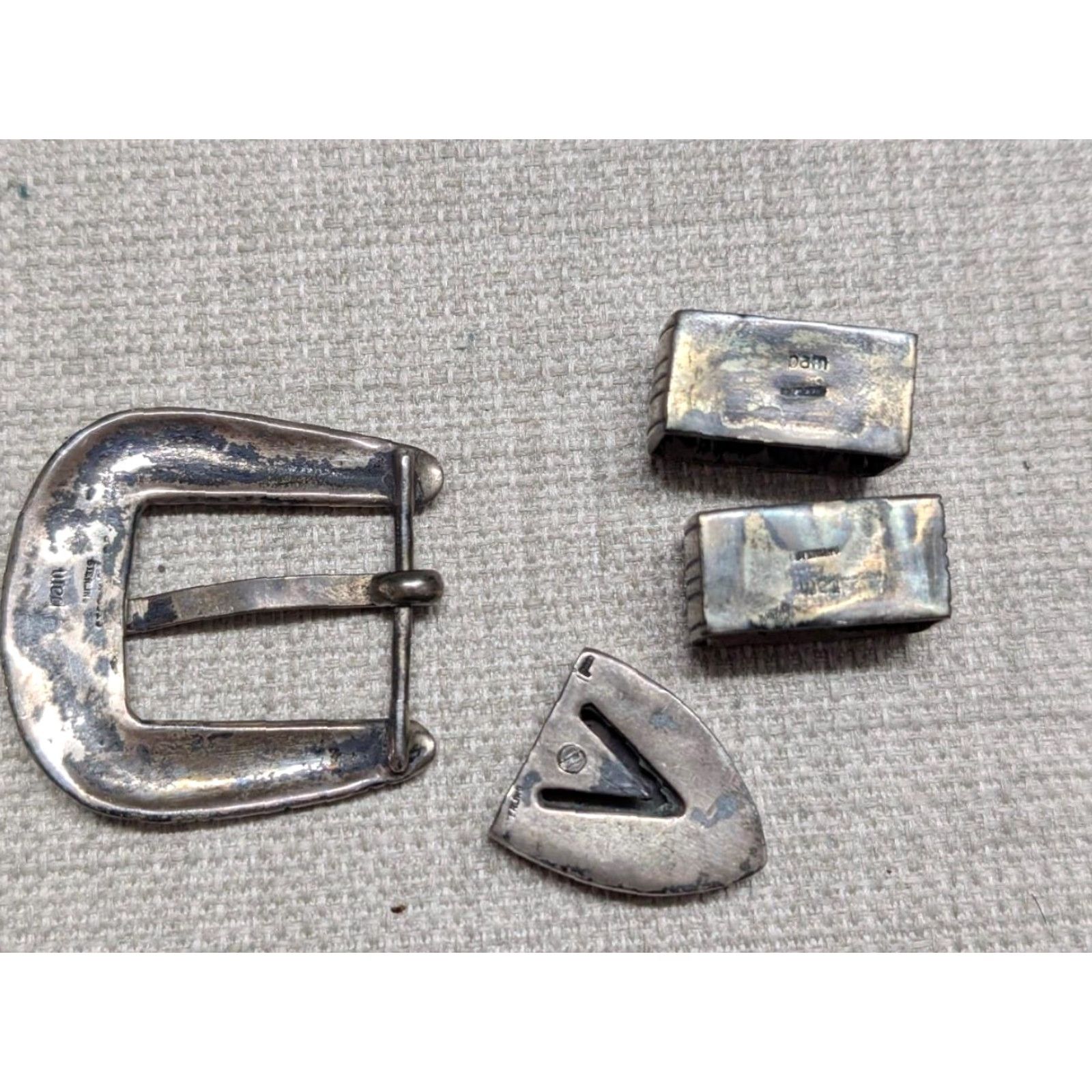 Vintage VINTAGE Ranger NAVAJO 4pc belt buckle set Sterling Silver handcrafted western Size ONE SIZE - 5 Thumbnail