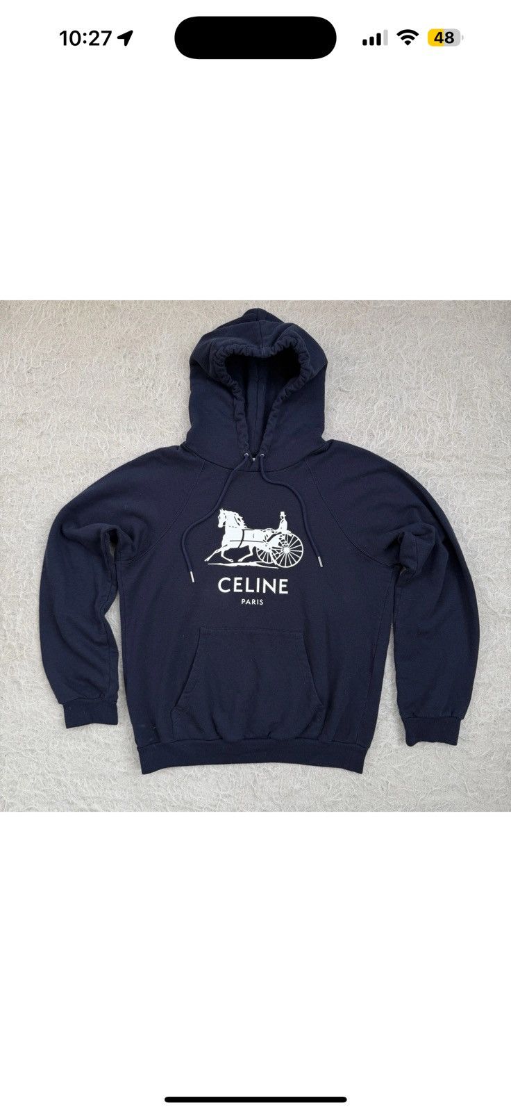 Celine Logo-Print Cotton-Jersey Hoodie Size US M / EU 48-50 / 2 - 1 Thumbnail