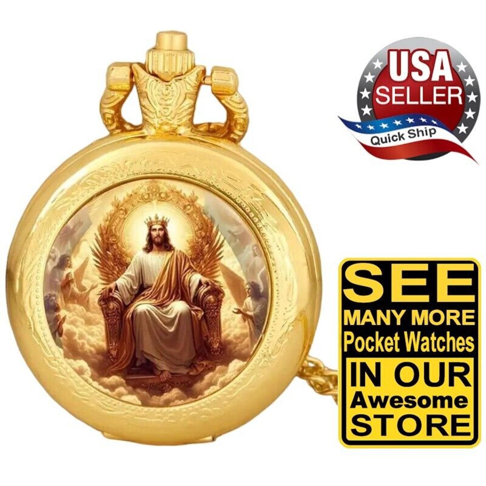 Other Quartz Pocket Watch with Jesus Christ Seated Size ONE SIZE - 1 Thumbnail