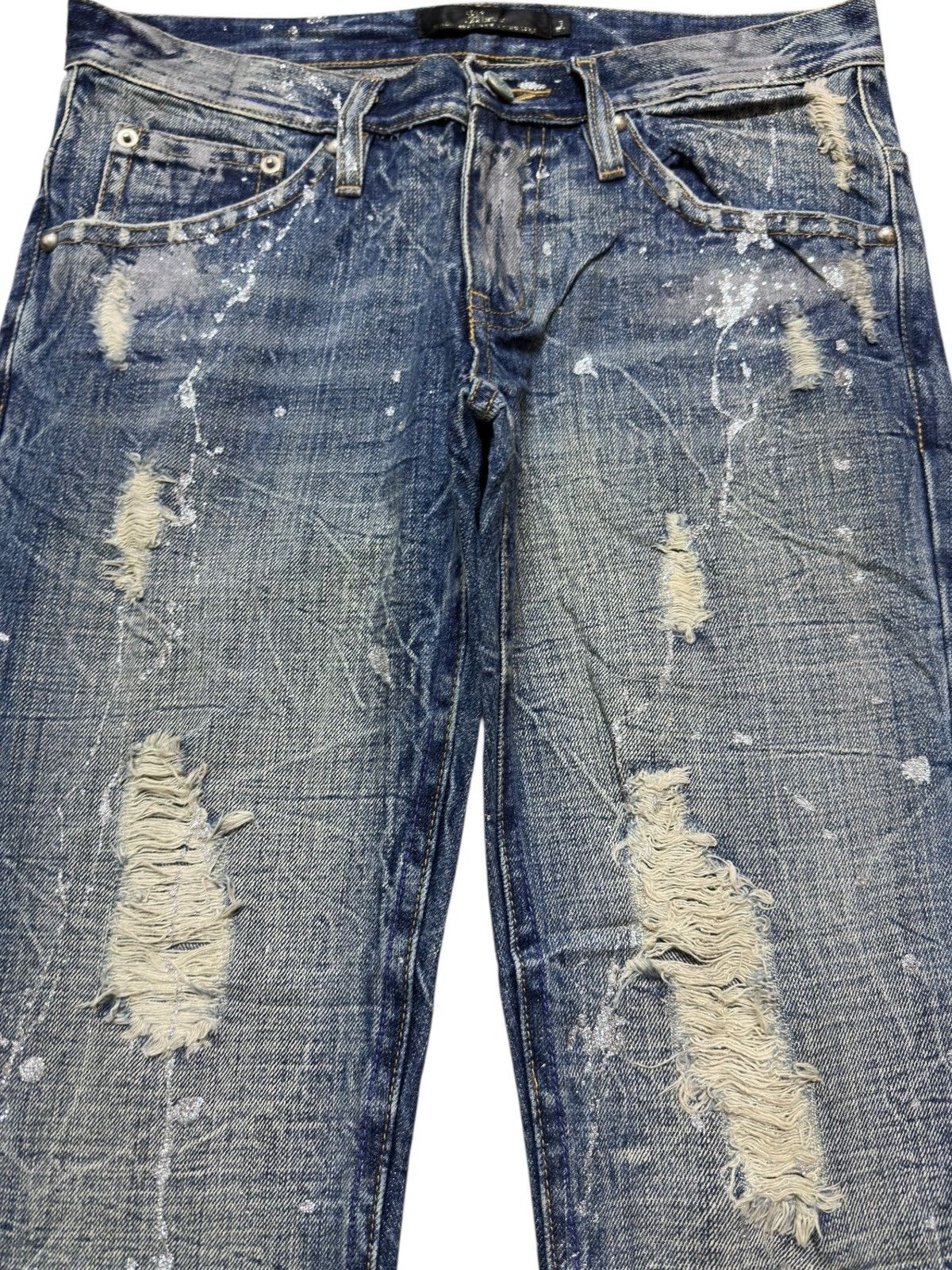 Tornado Mart Vintage Midas Flare Bootcut Paint Splatter Grunge Denim Size US 31 - 2 Thumbnail