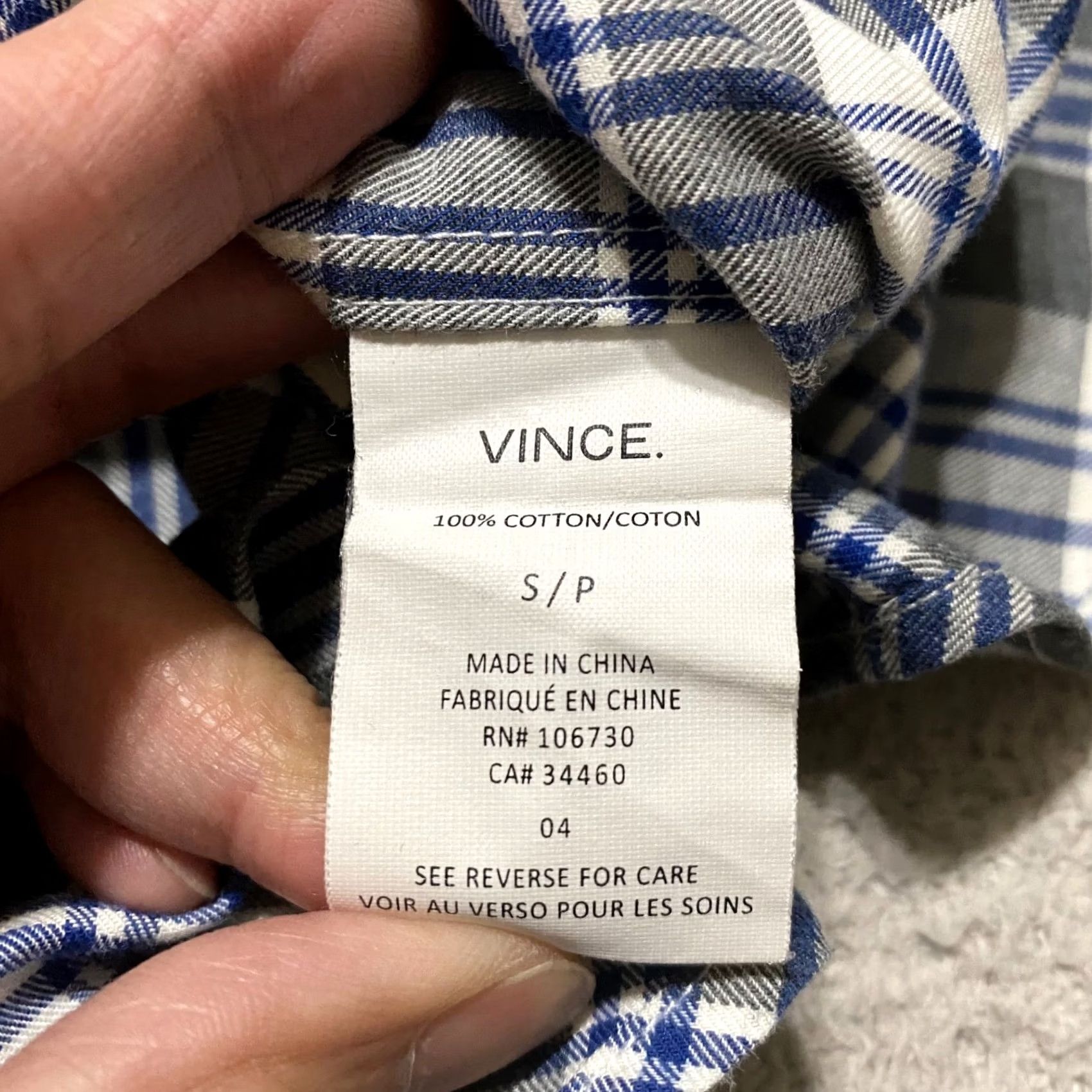 Vince Vince Mens Small Shirt Multicolor Plaid Long Sleeve Button-Front 100% Cotton Size US S / EU 44-46 / 1 - 4 Thumbnail