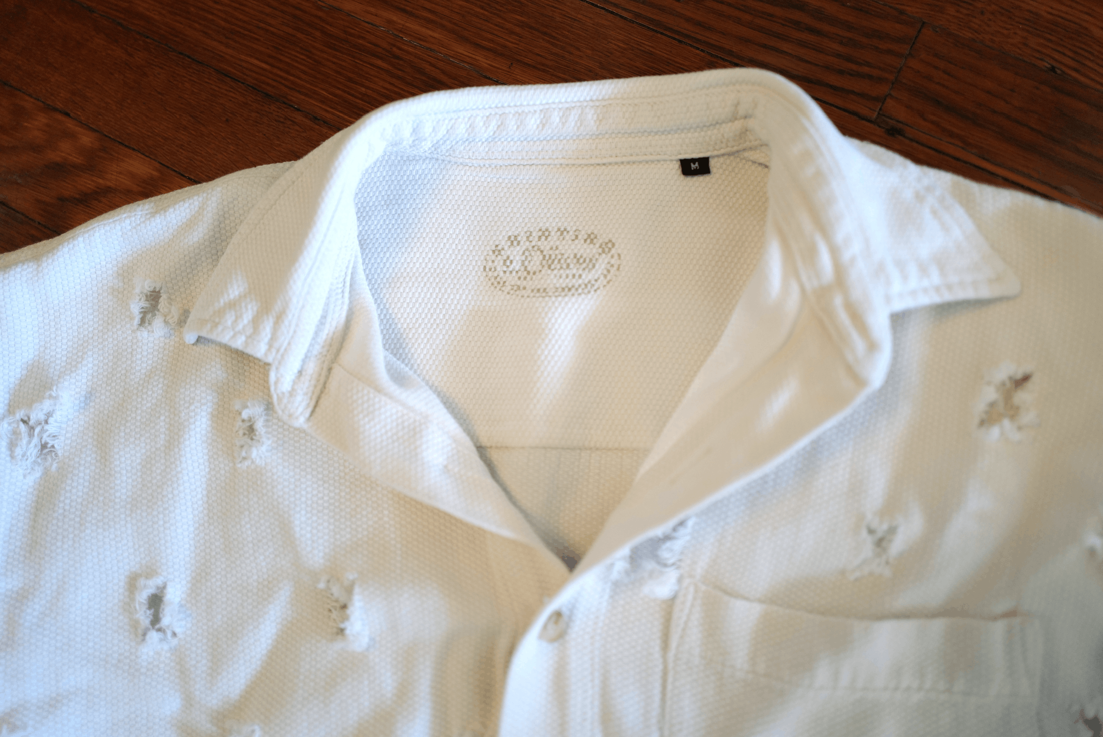 Designer Textured Avant Garde Distressed Button Up Size US M / EU 48-50 / 2 - 2 Thumbnail