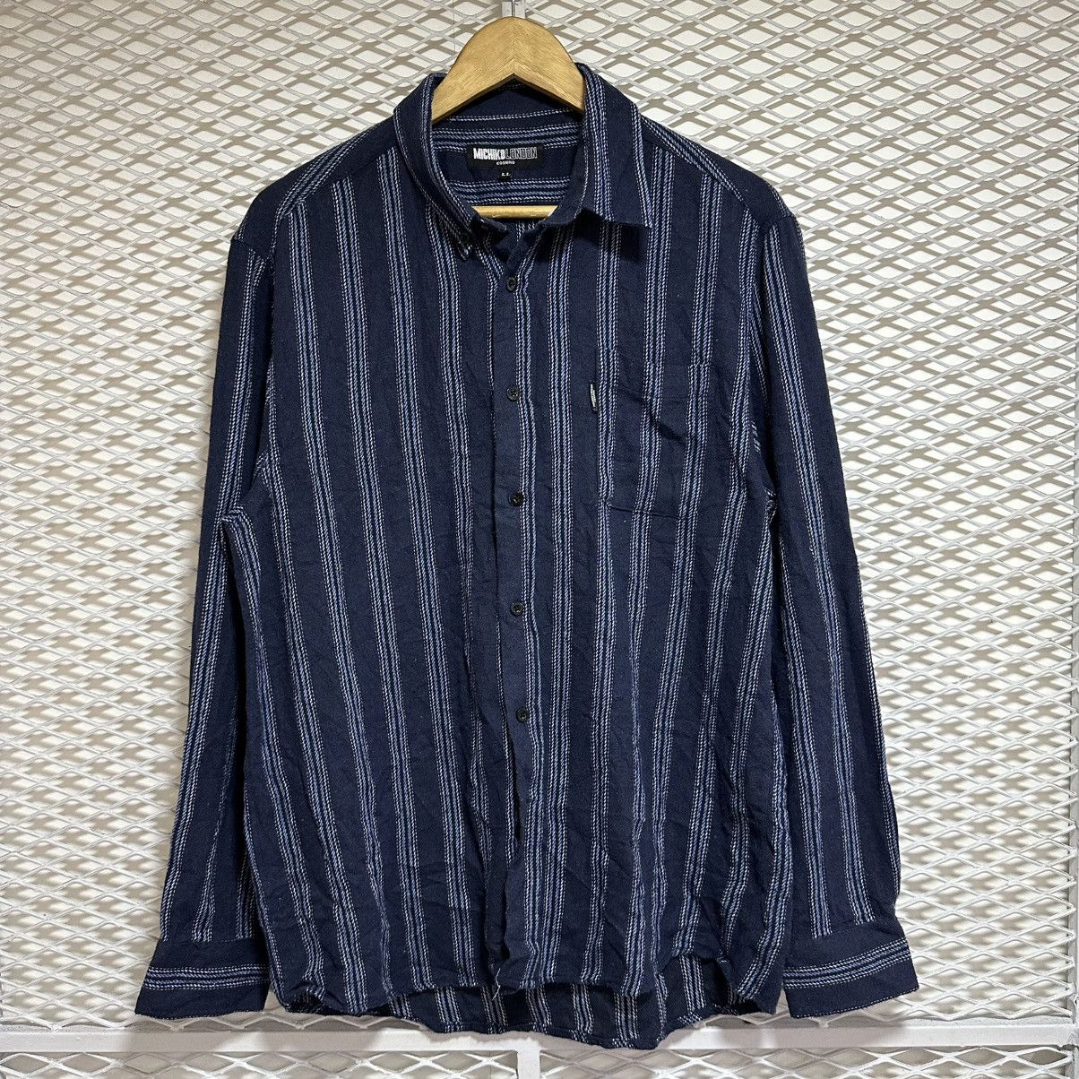 Michiko Koshino London Vintage Striped Flannel Michiko Koshino London Size US L / EU 52-54 / 3 - 1 Thumbnail