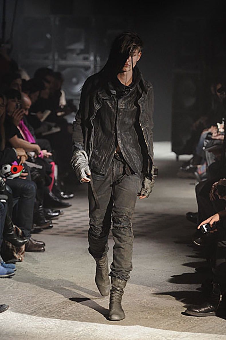 image of Julius Aw10 Goth_Ik Distressed Denim in Black, Men's (Size 34)