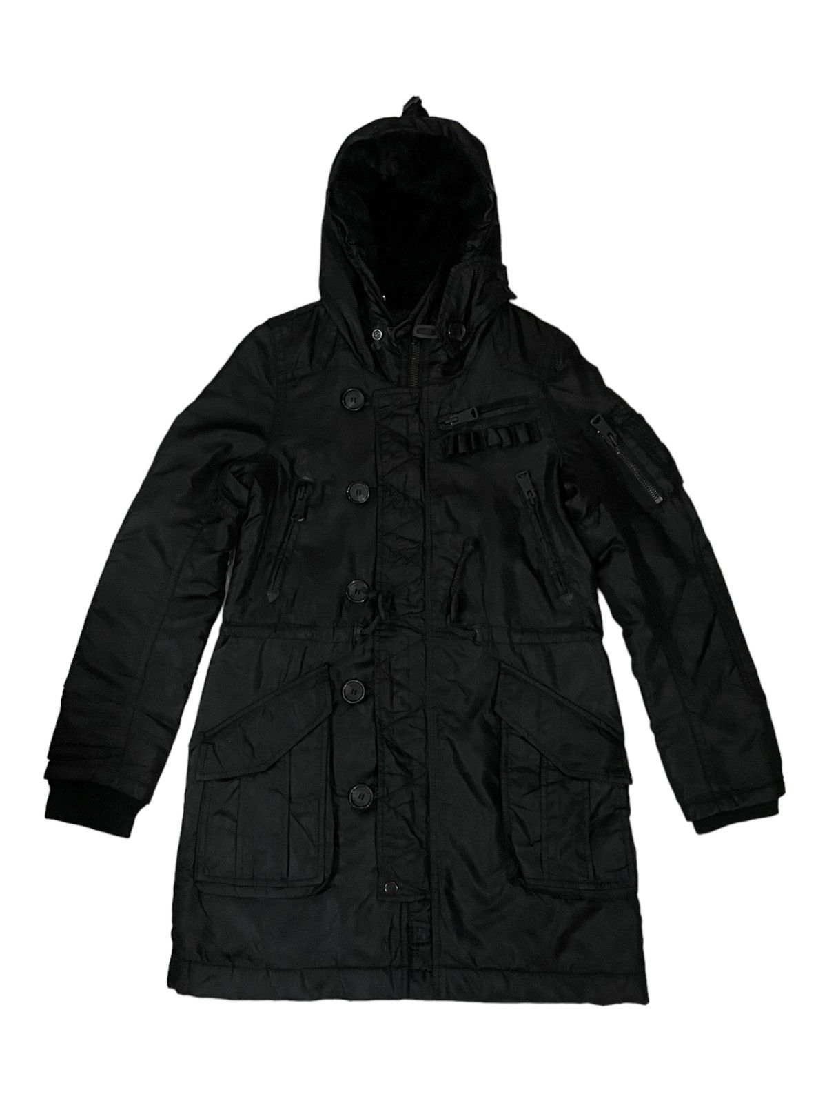 Japanese Brand × MOUSSY Y2k🔥 Vintage Moussy Multi Pocket Black Hooded Parka Size US S / EU 44-46 / 1 - 1 Thumbnail