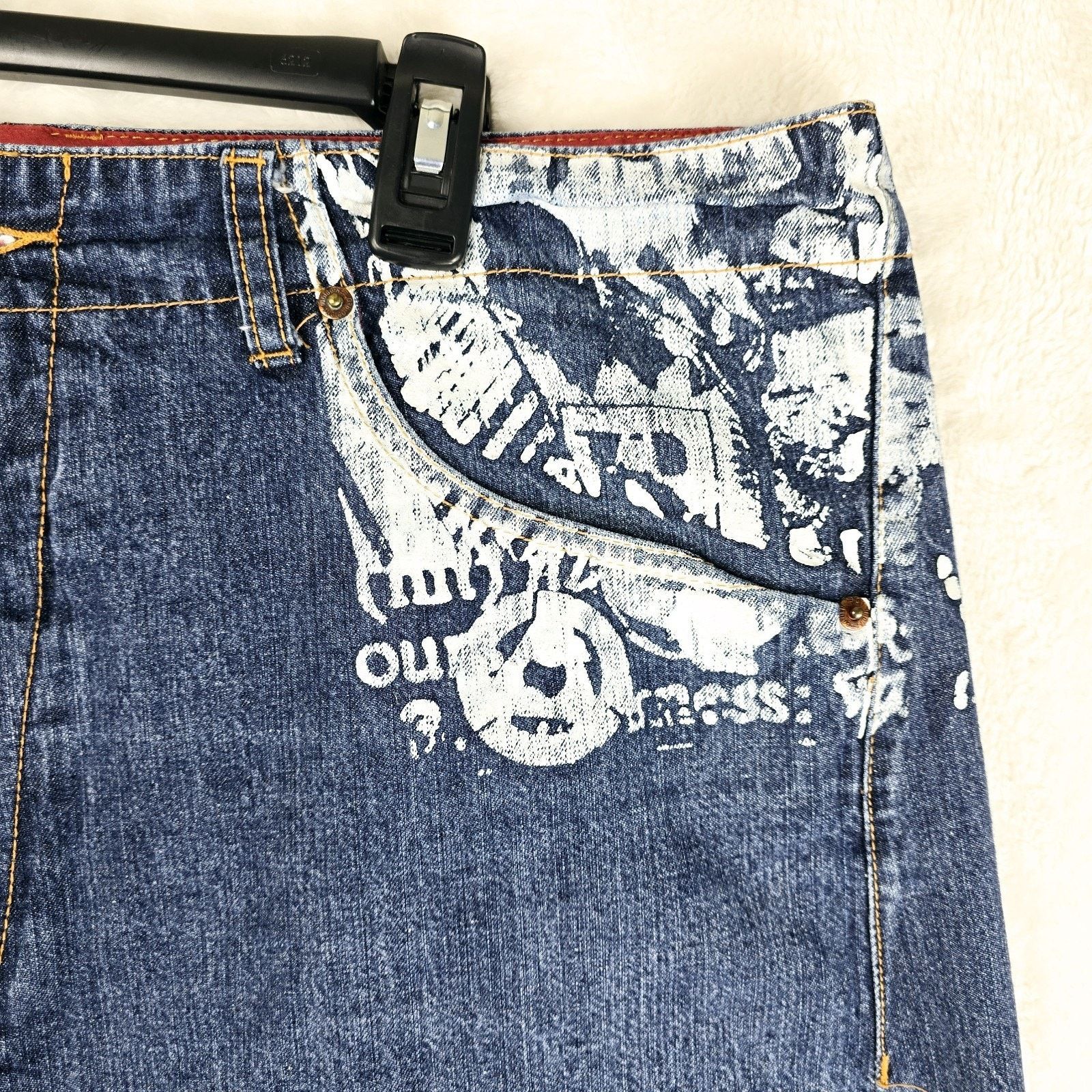 Other Vintage Y2K Indigo Red Jean Shorts 40 Baggy Skater Jorts Size US 40 / EU 56 - 4 Thumbnail