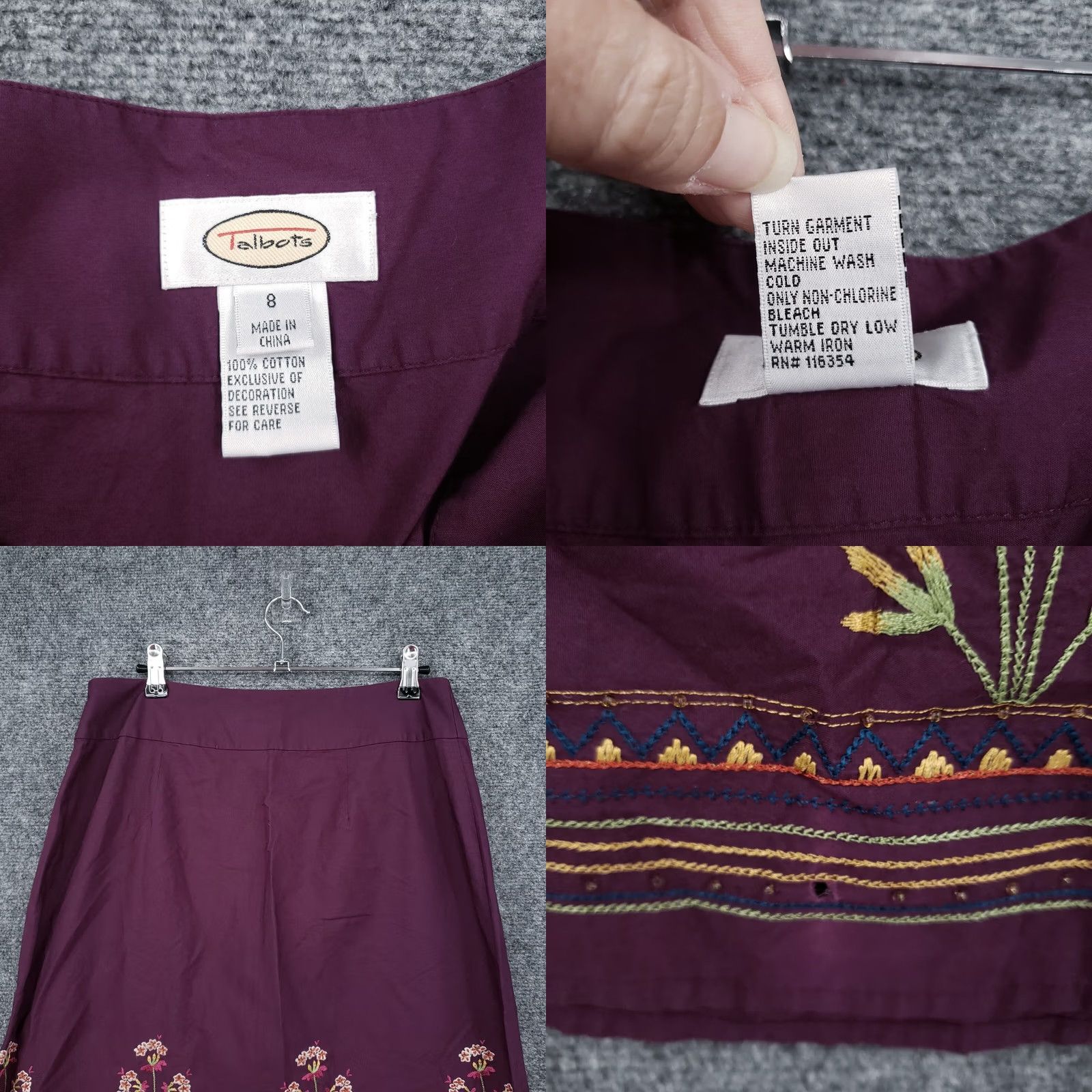 Talbots Talbots Skirt Purple Floral Embroidered Straight Pencil Beaded Boho Mini Women 8 Size 30" / US 8 / IT 44 - 8 Thumbnail