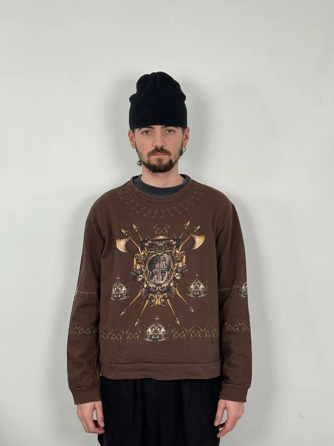 Dolce & Gabbana AW2014 Dolce & Gabbana Brown Knight Axe Sweater Size US M / EU 48-50 / 2 - 2 Thumbnail