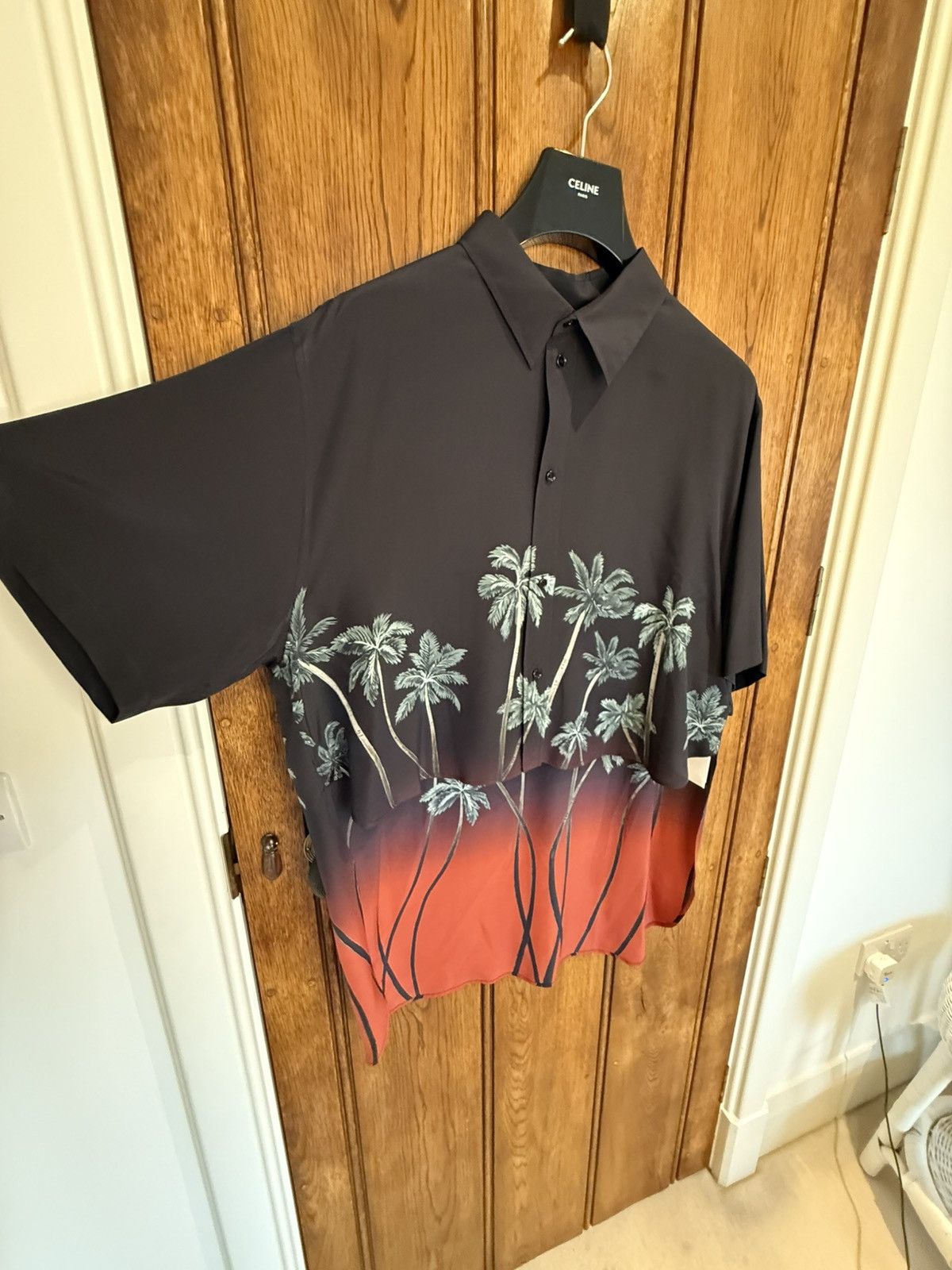 Celine $1.6k SS22 Celine Tailcoat palm tree Shirt in Silk Hedi 41 Size US L / EU 52-54 / 3 - 15 Thumbnail