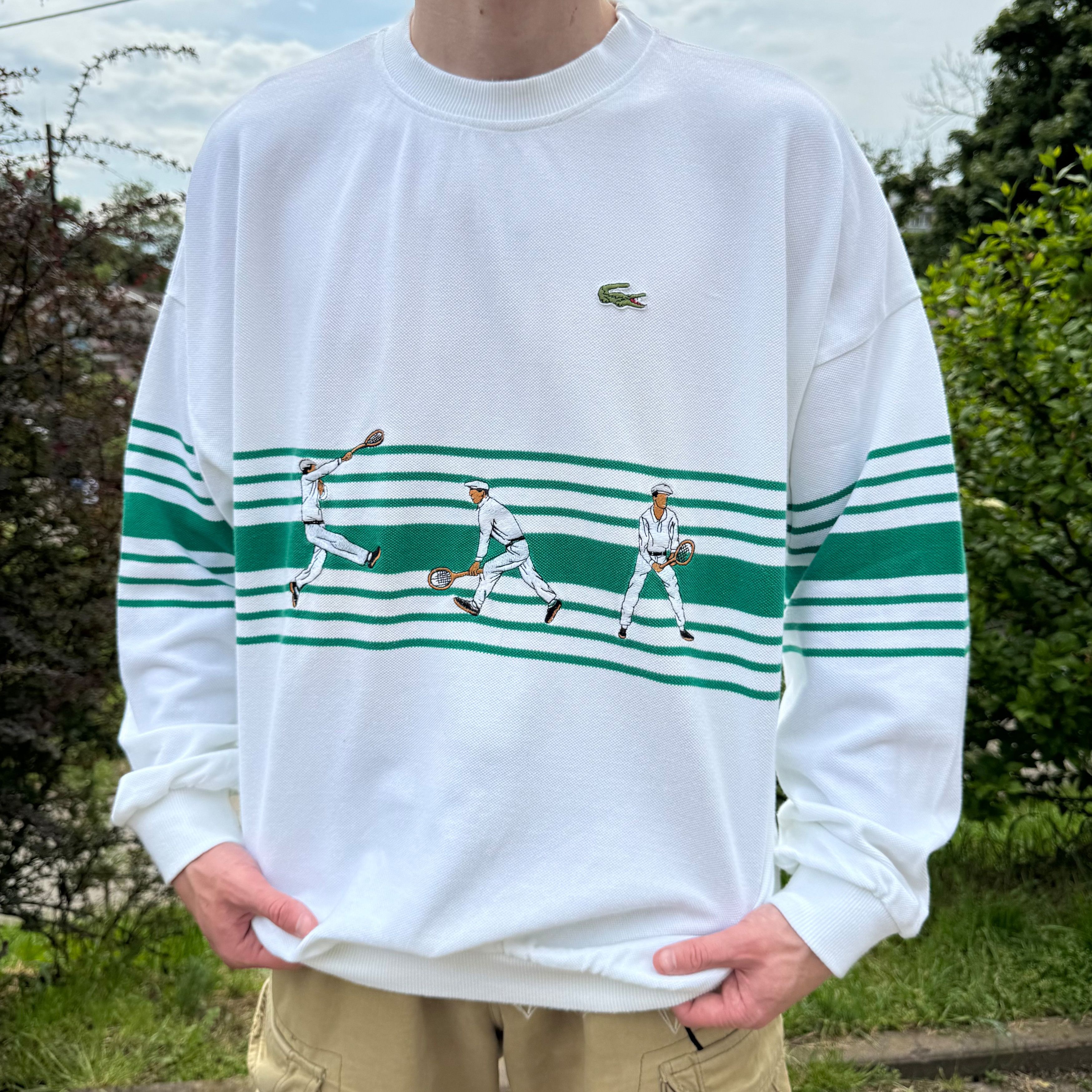 トップス SUPREME 17SS LACOSTE Tennis Sweater XL Supreme Lacoste Tennis Sweater Black/White S/S 17 | eBay