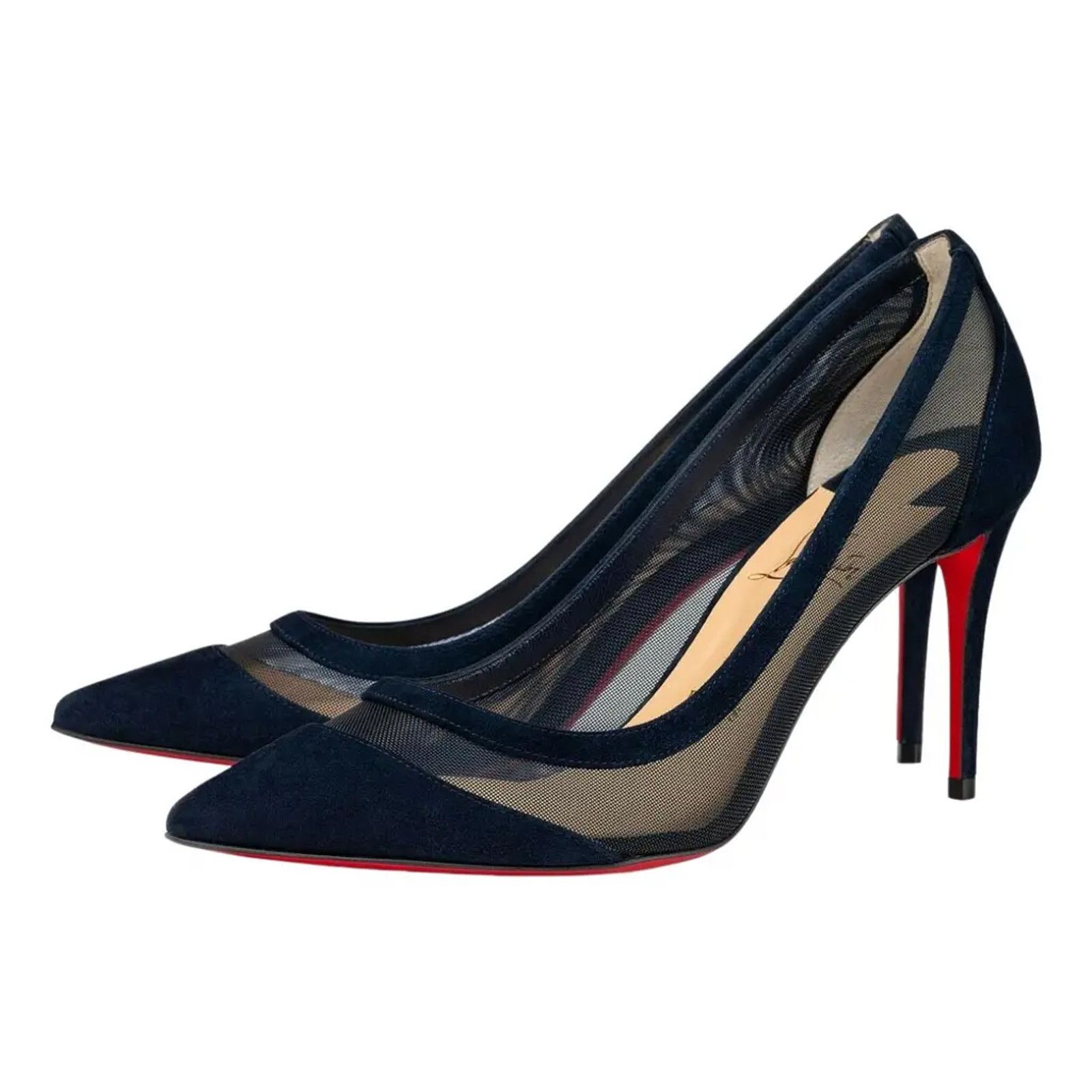 Christian Louboutin Christian Louboutin Galativi 85 Marine Blue Suede Mesh Size US 6 / IT 36 - 1 Thumbnail