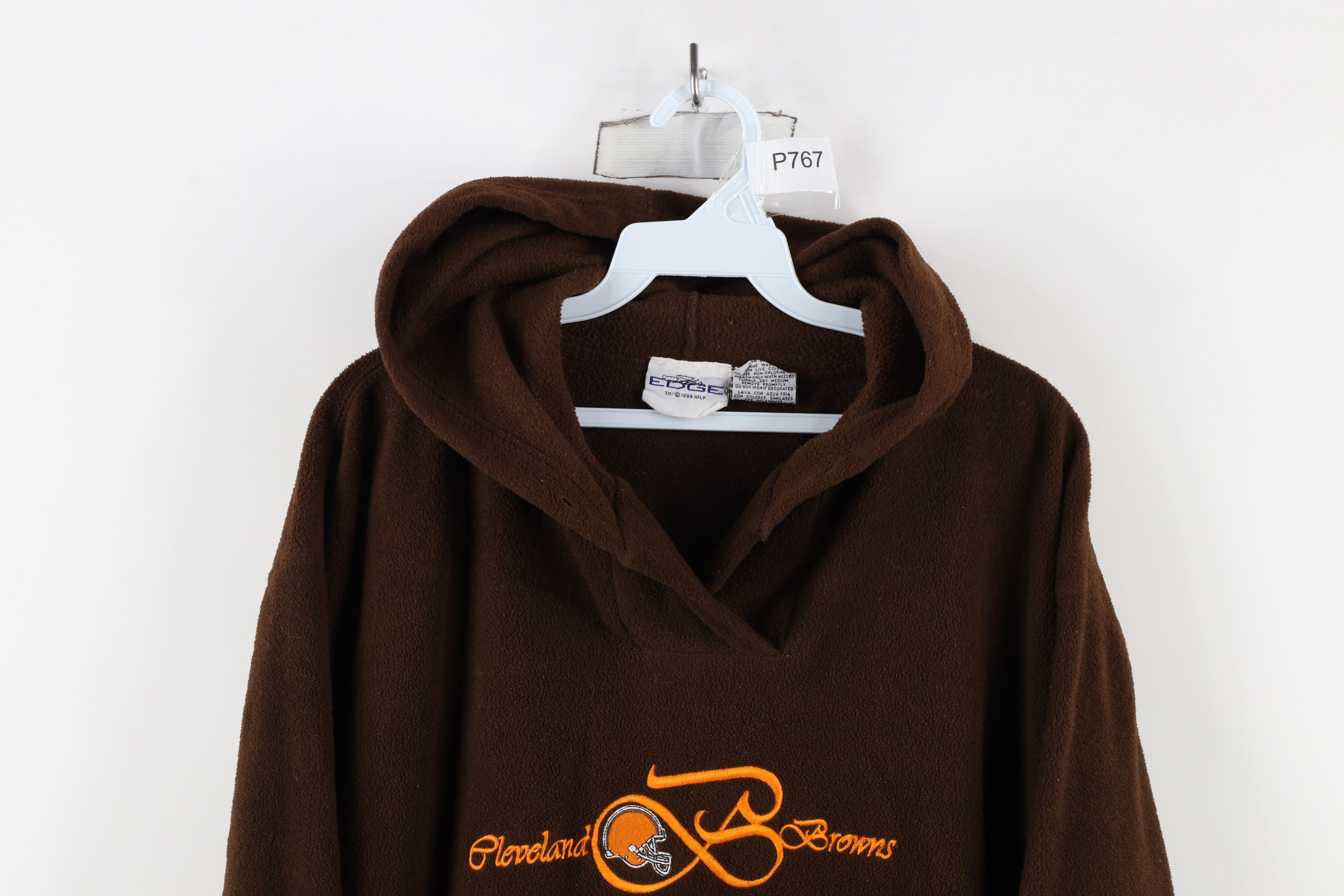 Vintage Vintage 90s Cleveland Browns Football Fleece Hoodie Brown Size XL / US 12-14 / IT 48-50 - 2 Thumbnail