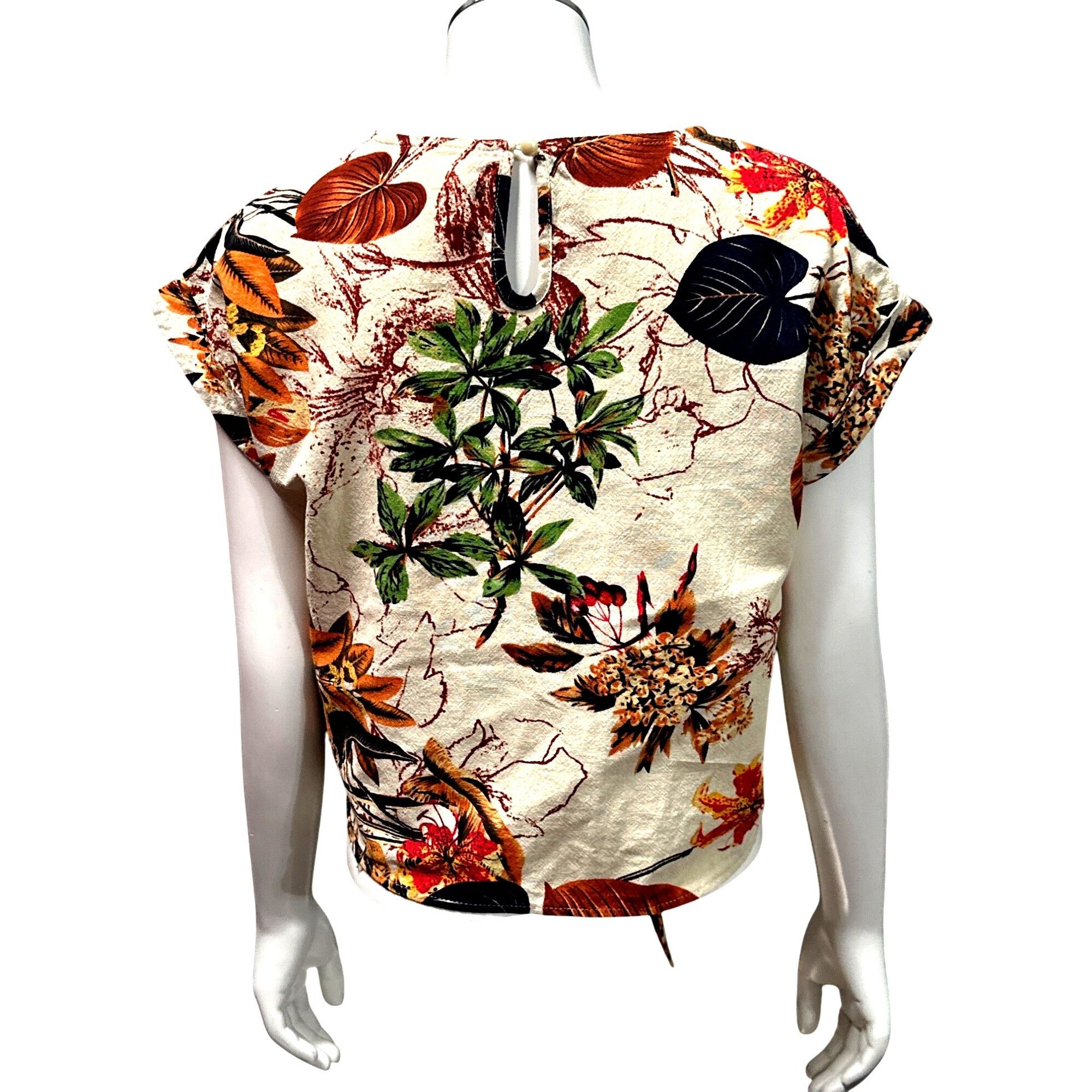 Other CCC Vintage Inspired Cotton Floral Tie Front Crop Top Leafy Size S / US 4 / IT 40 - 3 Thumbnail