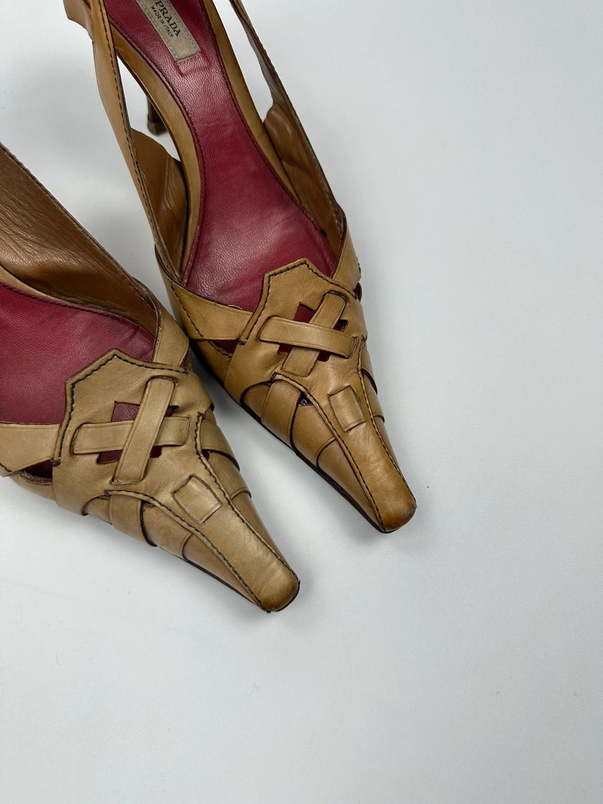 Prada Prada Milano Beige Leather Pumps Heels Pointy Toe Size US 6 / IT 36 - 6 Thumbnail