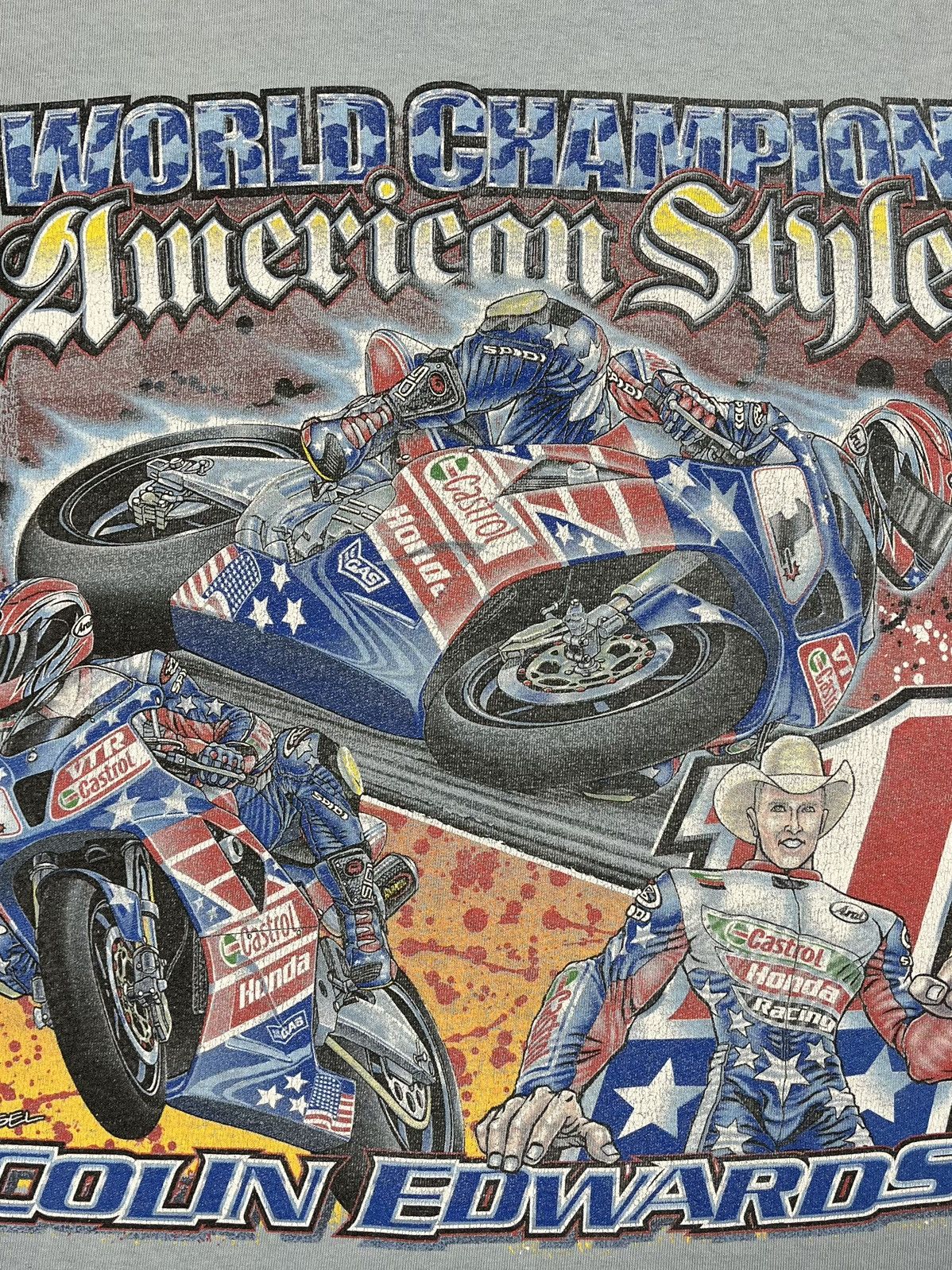Vintage Vintage Colin Edwards World Champion Honda racing tee 00’s Size US L / EU 52-54 / 3 - 4 Thumbnail