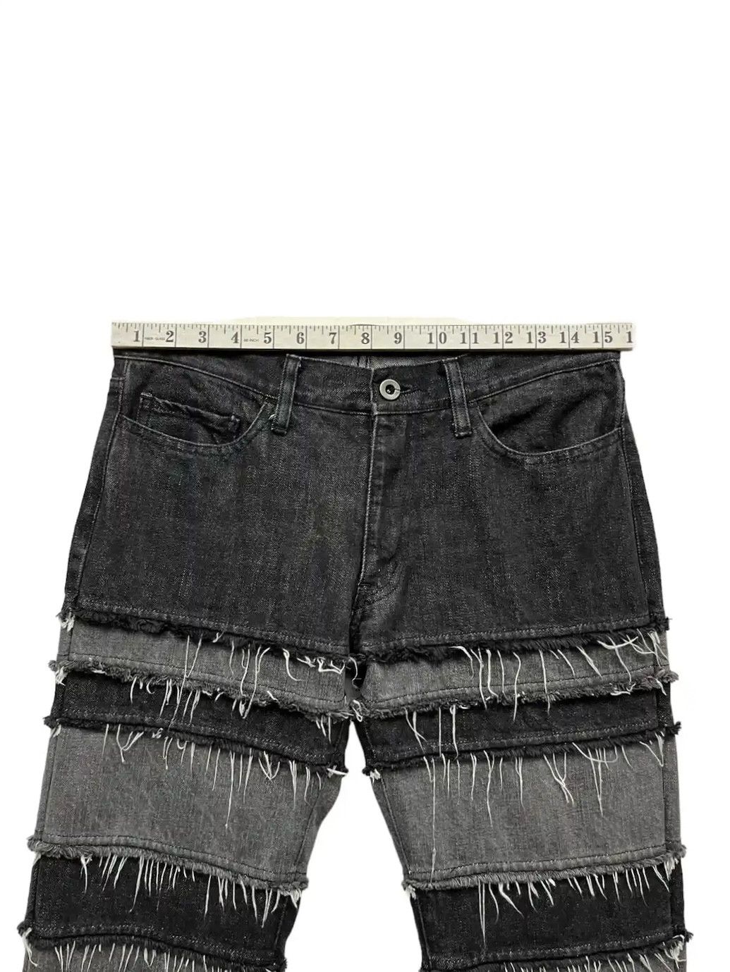 Designer × Self Edge FYE🔥90’s Frayed Hem Panel Hagi Patchwork Punk Flare Denim🔥 Size US 31 - 9 Thumbnail
