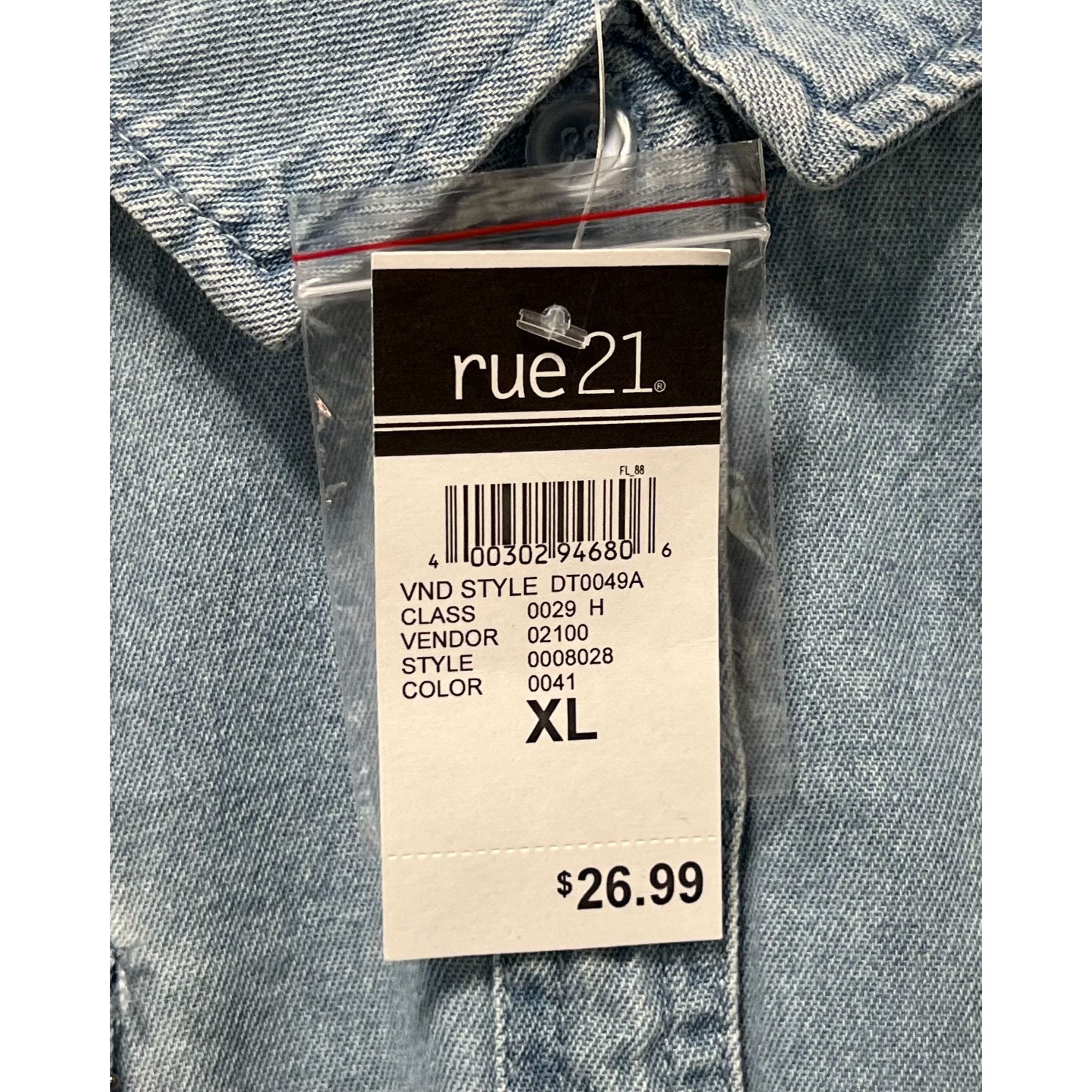 rue21 Rue 21 - Women's Chambray Long Sleeve Button Down Shirt With Size XL / US 12-14 / IT 48-50 - 10 Thumbnail