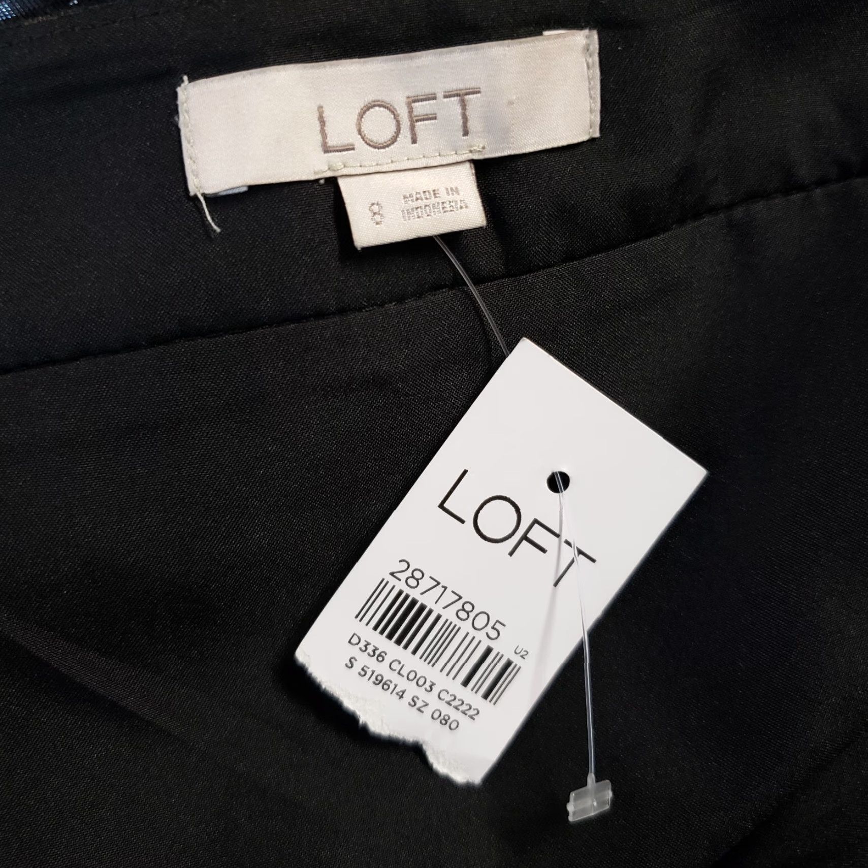 Loft Ann Taylor LOFT Womens Skirt Sz 8 Black Textured Side Zip Cotton Blend Size 30" / US 8 / IT 44 - 5 Thumbnail