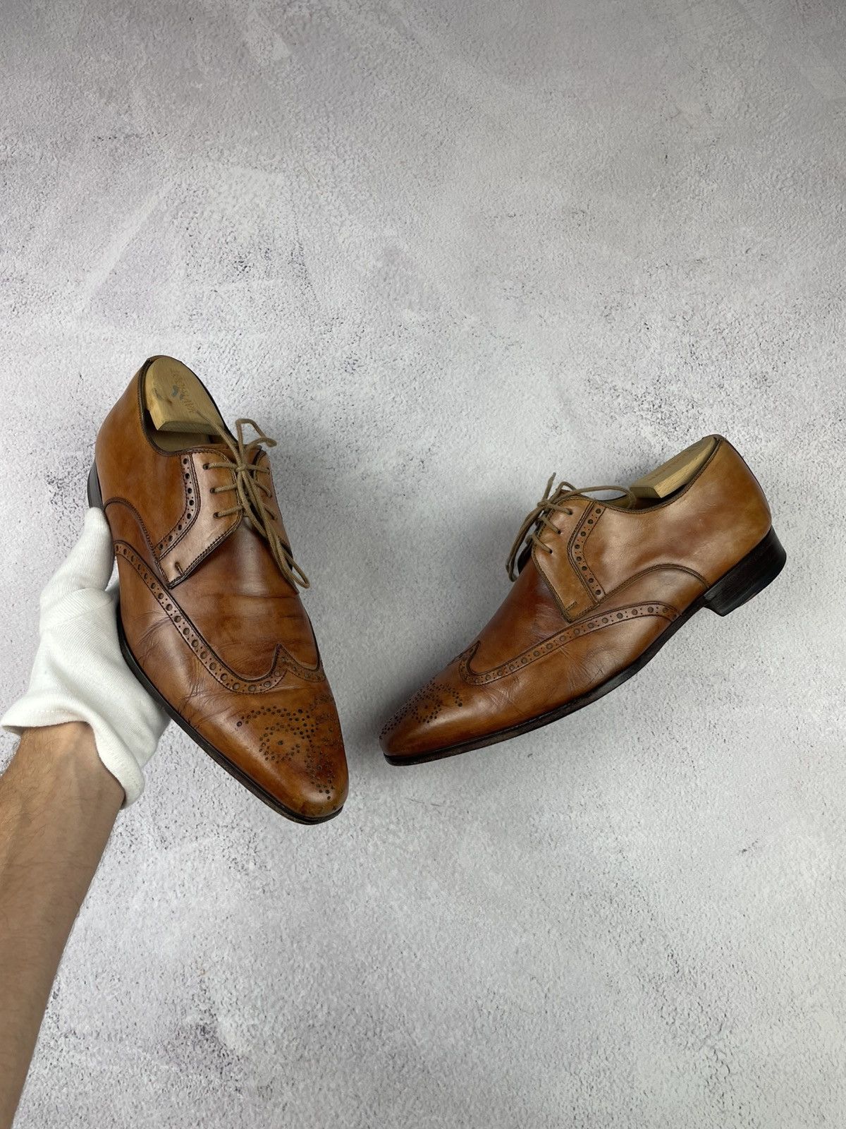 Magnanni Magnanni Brown Leather Oxford Dress Shoes EU 42 US 9M Size US 9 / EU 42 - 3 Thumbnail
