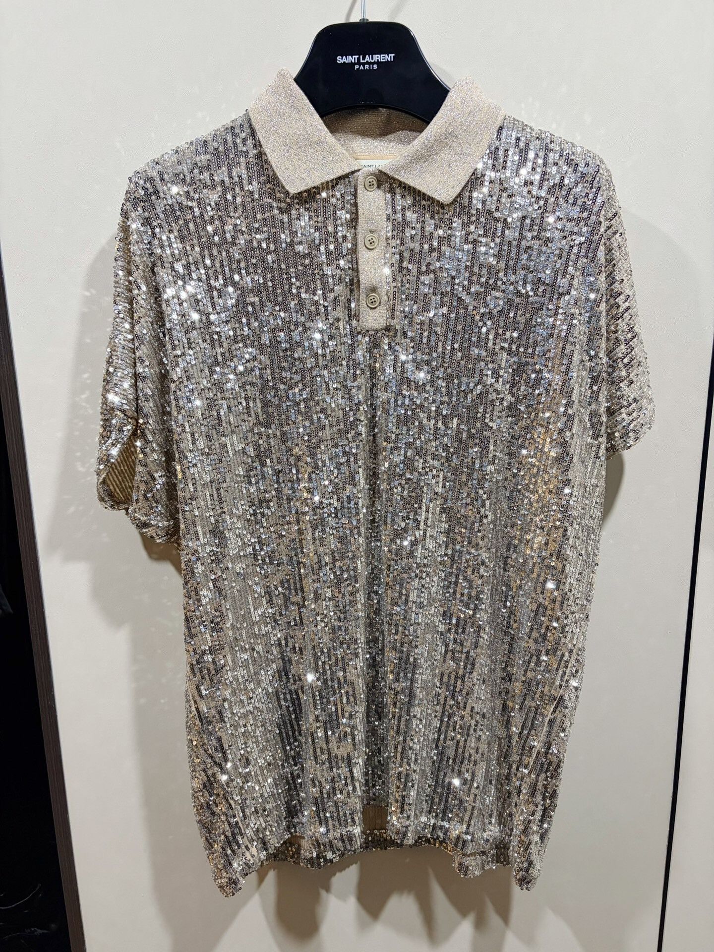 Saint Laurent Paris Saint Laurent Champagne Gold Sequin Top Size L / US 10 / IT 46 - 1 Thumbnail