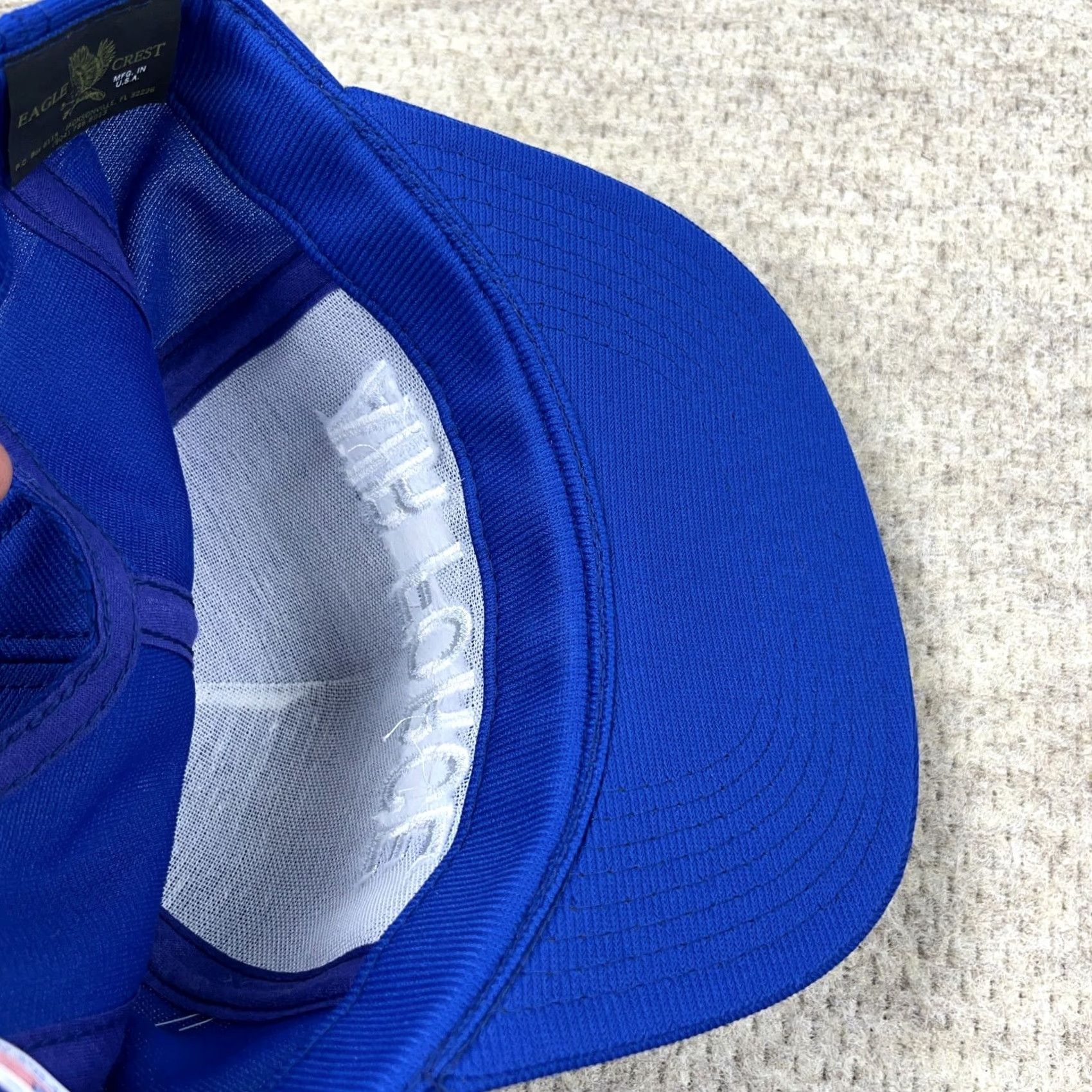 Vintage VINTAGE Eagle Crest Hat Cap Snapback Made In USA Military Veteran 90s USAF BL9 Mens One Size Blue Cotton Polyester Knit Size ONE SIZE - 5 Thumbnail