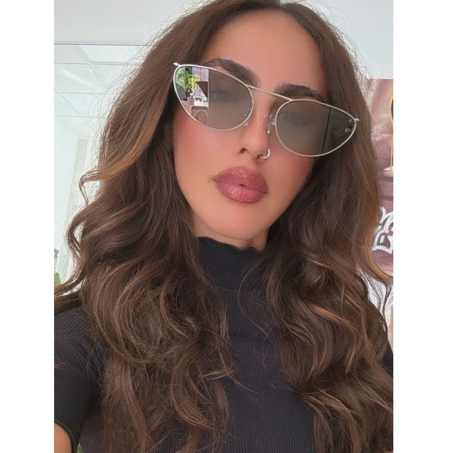 NEW Alexander McQueen AM0424S Silver Cat Eye Sunglasses