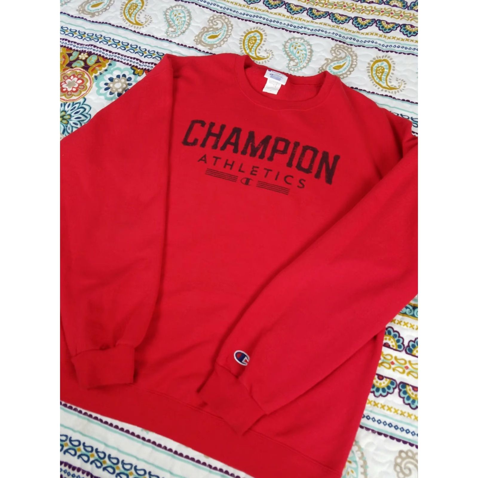 Champion VINTAGE Champion Sportswear Eco Wear Red Crewneck Sweatshirt Mens XL Sweatshirt Red Vintage Mens XL Size US XL / EU 56 / 4 - 2 Thumbnail