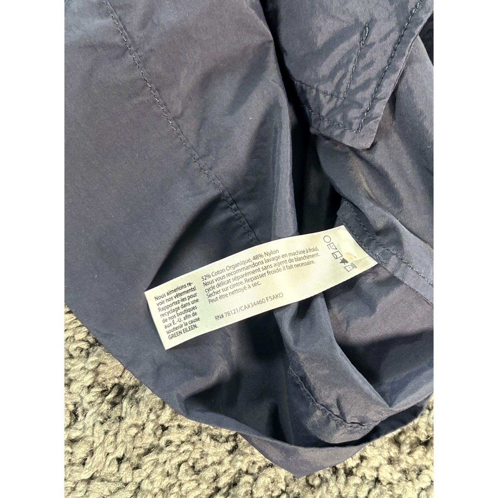 Eileen Fisher EILEEN FISHER Jacket Womens L Blue Nylon Hooded Coat Snap Mid-Length Fleece Lined Casual Travel-Solid Cotton Blend Front Snap Coat Womens L Size L / US 10 / IT 46 - 4 Thumbnail