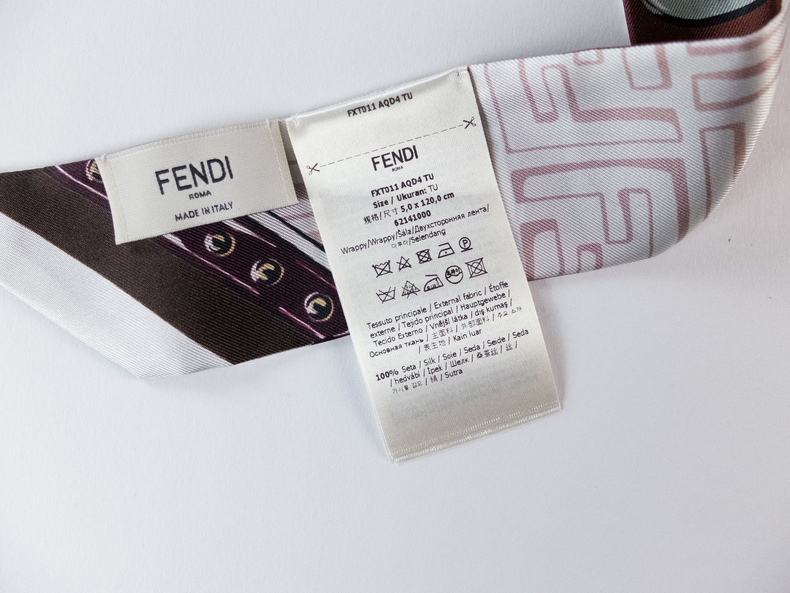 Fendi FENDI bag print brown silk Wrappy scarf authentic NWT Size ONE SIZE - 4 Thumbnail