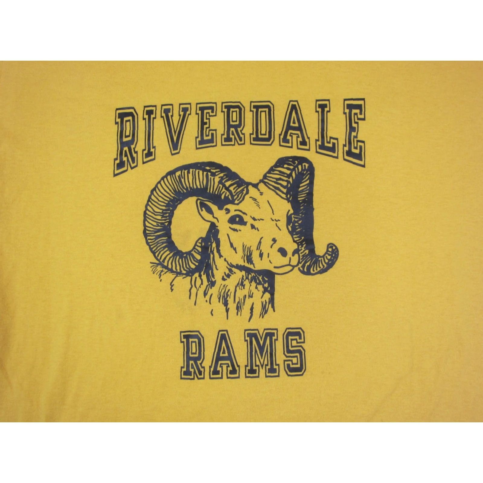 Jerzees VINTAGE Jerzees Riverdale Shirt Mens XL Yellow Cotton Crew Neck Short Sleeve Logo 80s Made in USA Rams City Classic Outdoor All Seasons Size US XL / EU 56 / 4 - 2 Thumbnail