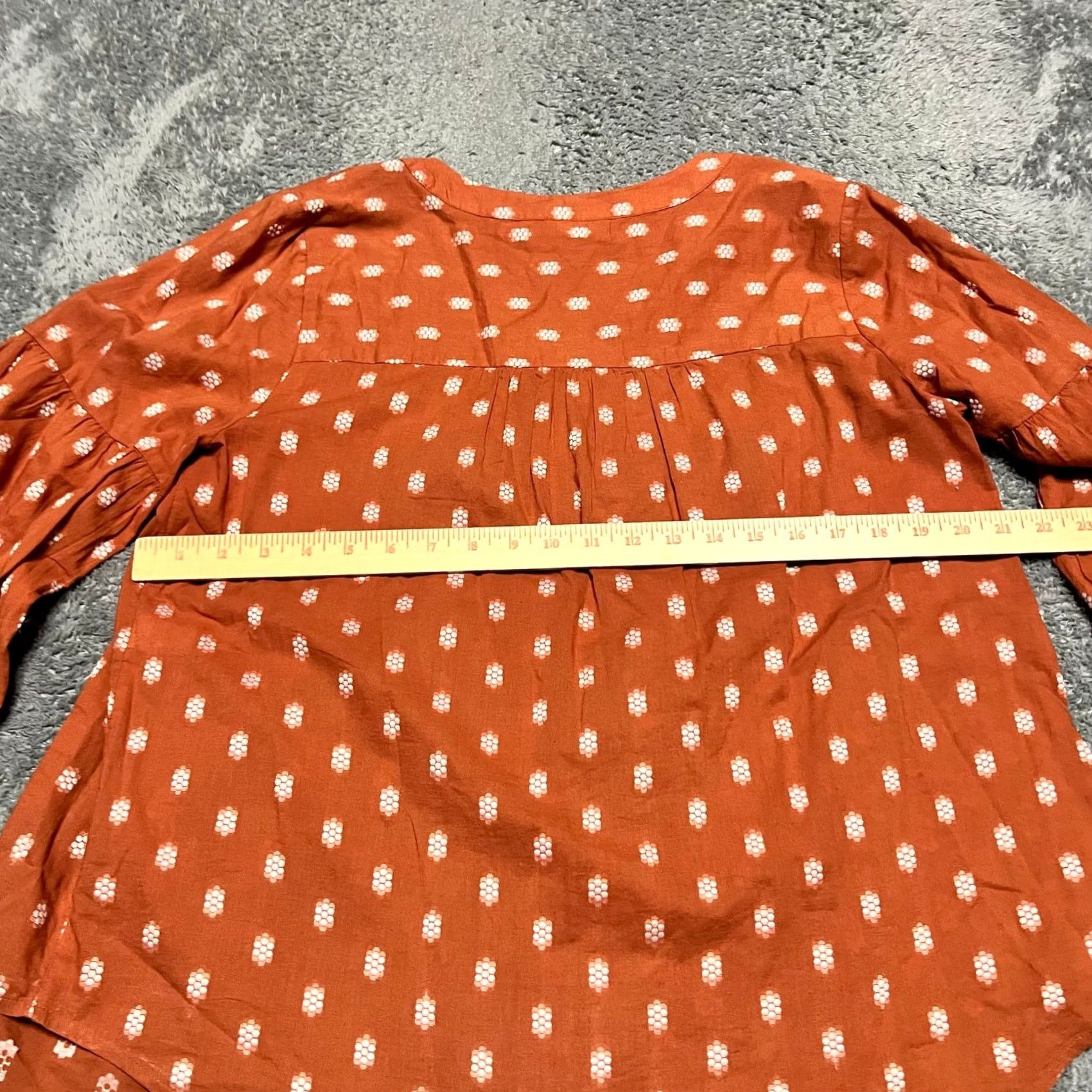 J. Jill J. Jill Shirt Womens Medium Peasant Top Orange Patterned Button India Blouse M Women Size M / US 6-8 / IT 42-44 - 4 Thumbnail