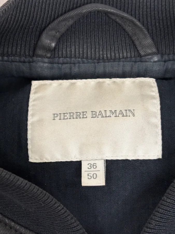 Balmain FW2012 Pierre Balmain Buttoned Waxed Black Bomber Jacket Size US M / EU 48-50 / 2 - 11 Thumbnail