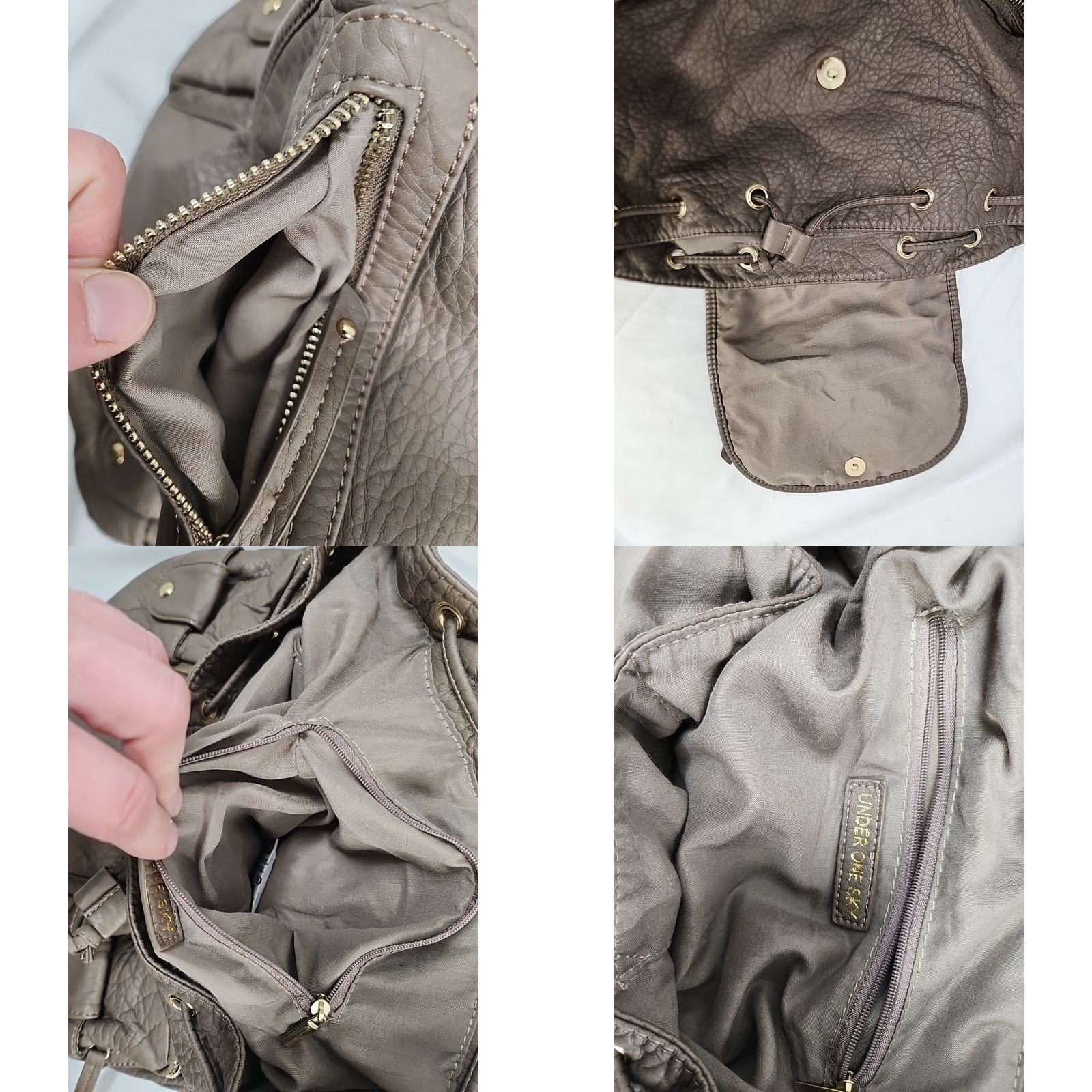 Vintage VINTAGE Under One Sky Backpack Women Small Brown Gold Hardware Brown Gold Small Women 1? Size ONE SIZE - 8 Thumbnail