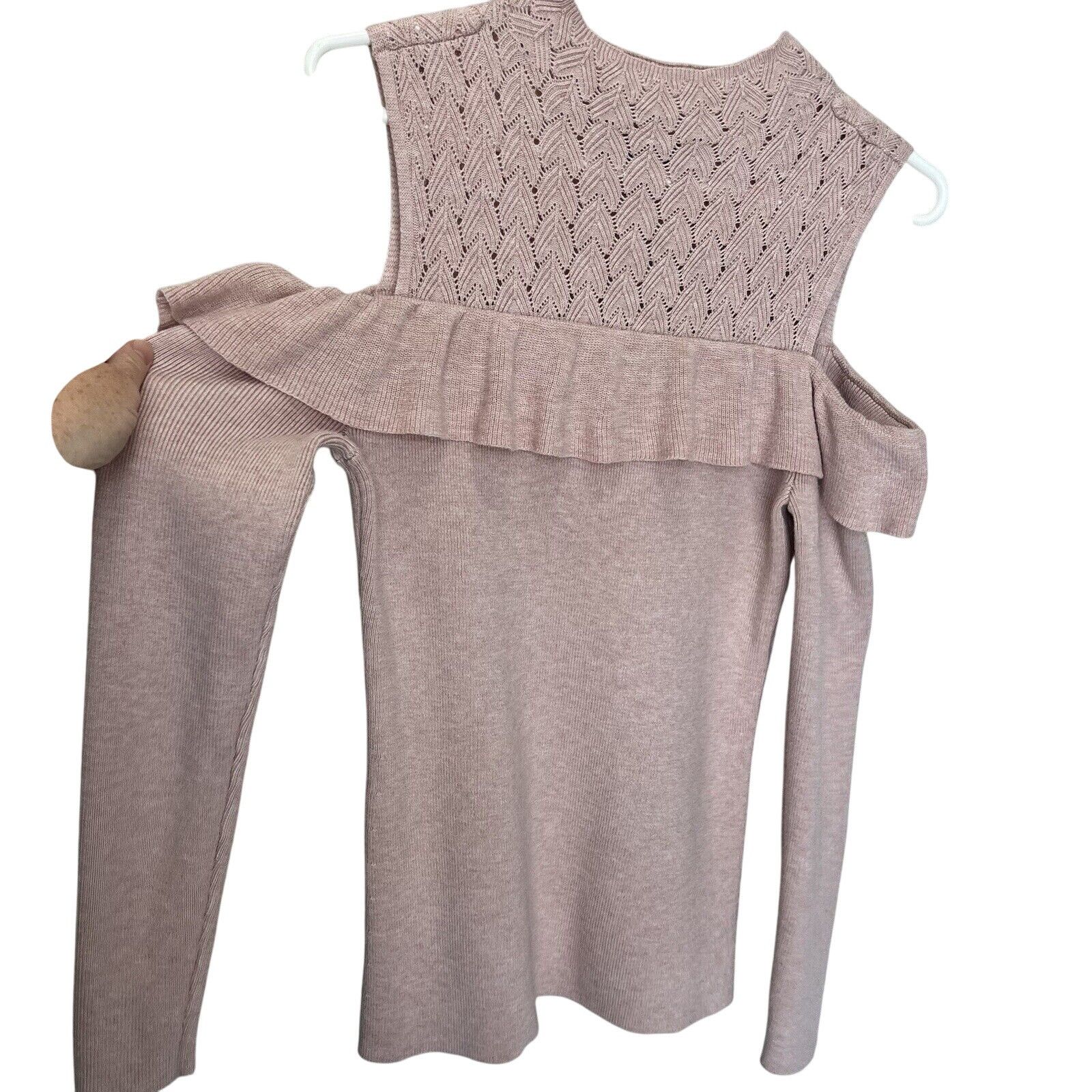 White House Black Market White House Black Market | Pink Mock Cold Shoulder Sweater Size S / US 4 / IT 40 - 3 Thumbnail