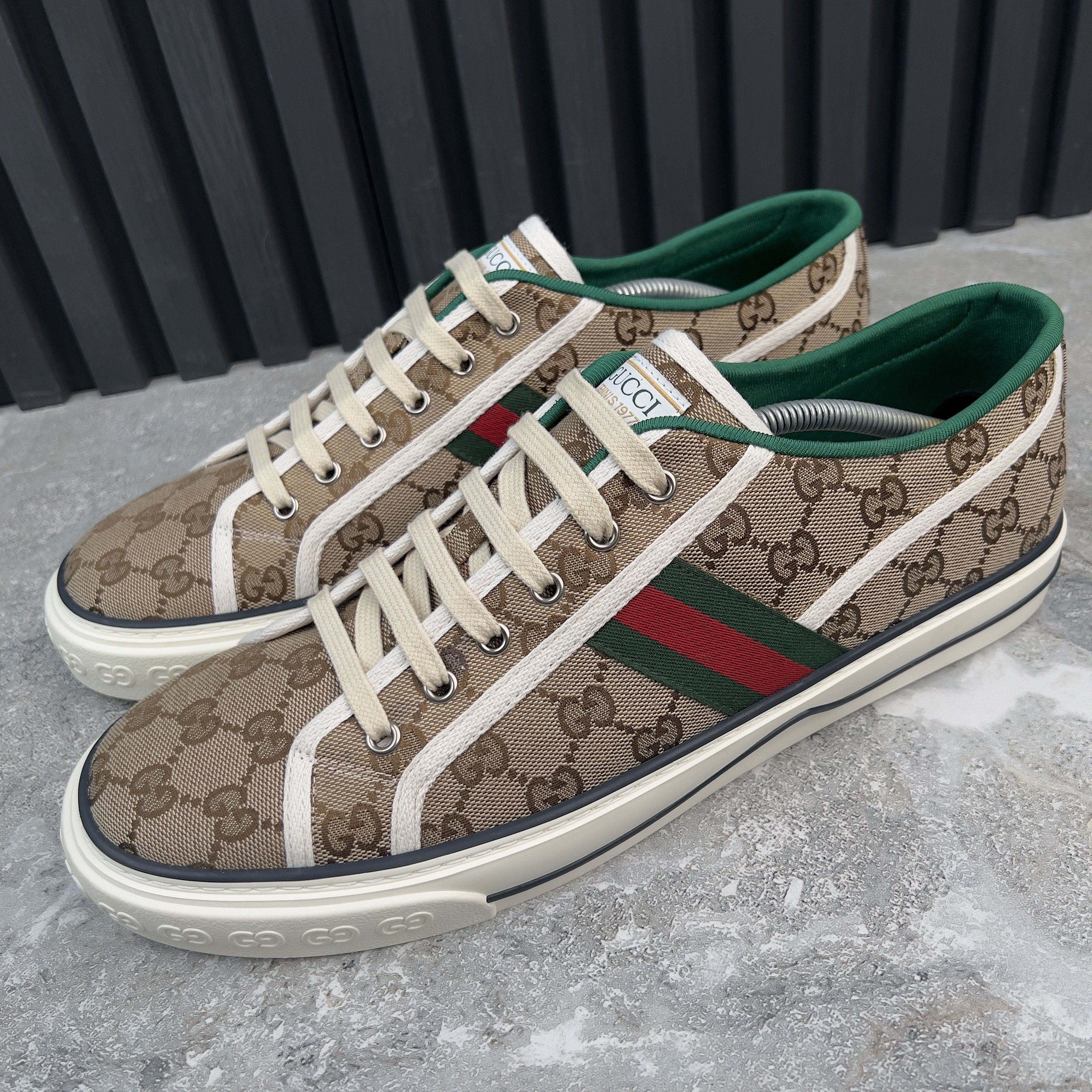 Gucci Tennis 1977 GG Low Top Sneakers Monogram Beige Fabric Size US 12.5 / EU 45-46 - 3 Thumbnail