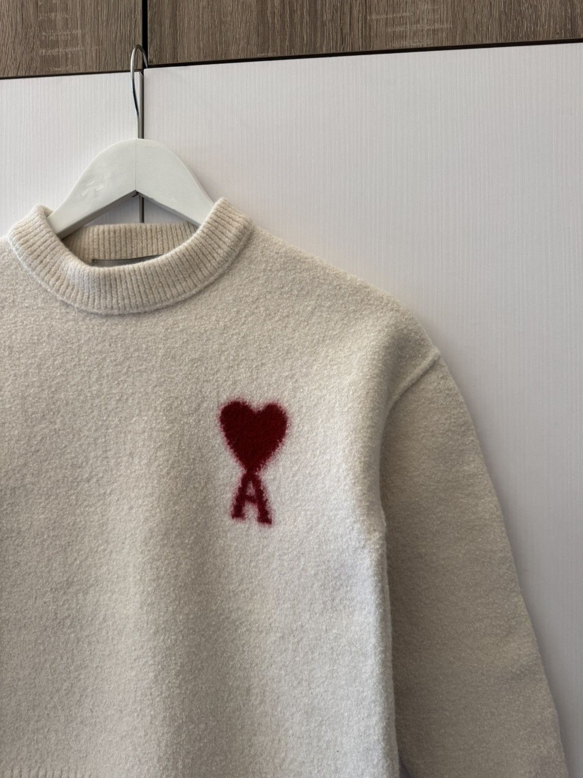 AMI Ami Paris White Knitted Virgin Wool Sweaters Size S / US 4 / IT 40 - 2 Thumbnail