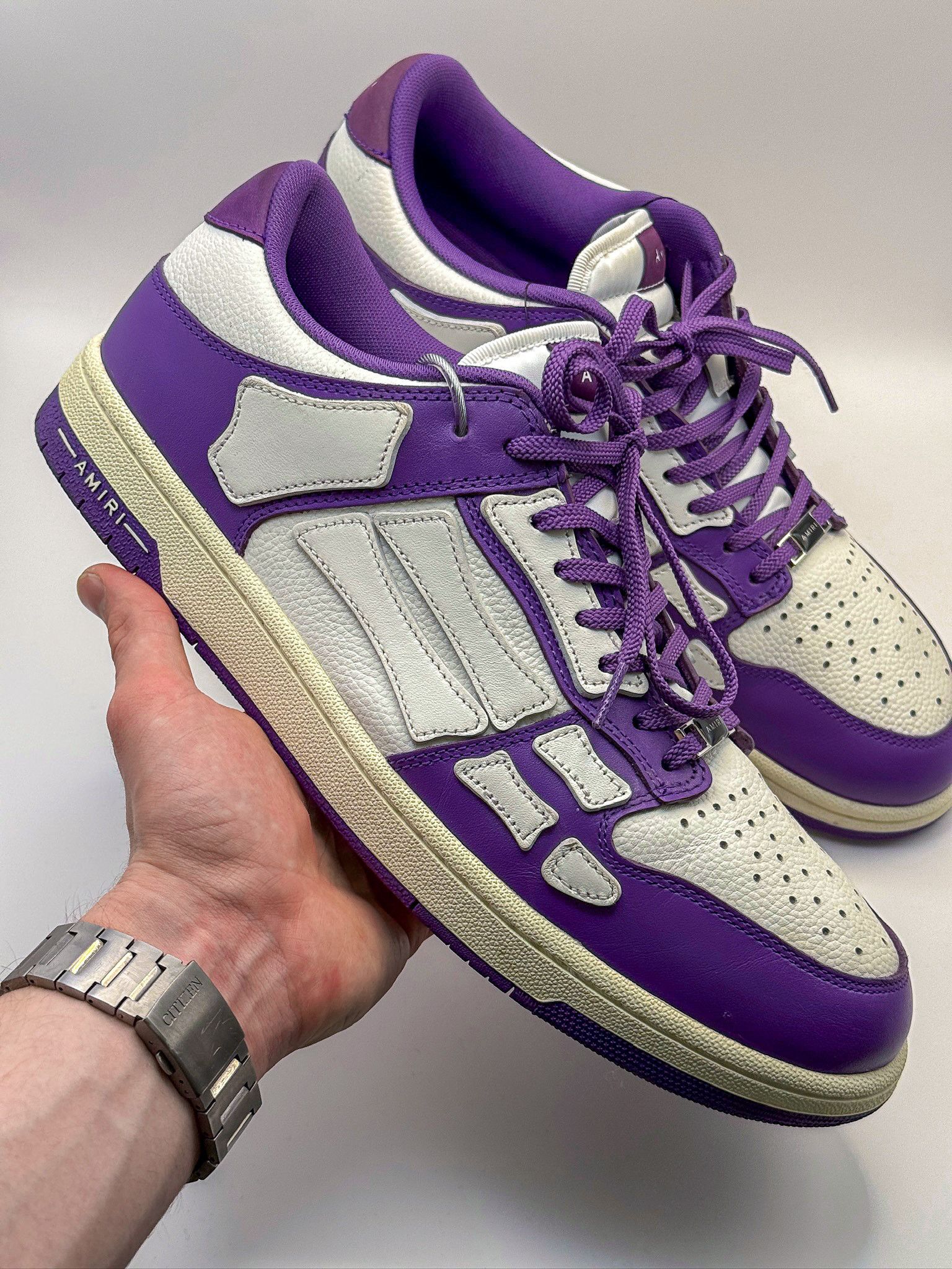 Amiri AMIRI Skel Top Low "Purple White" 2022 Skeleton Bones Size US 13 / EU 46 - 2 Thumbnail