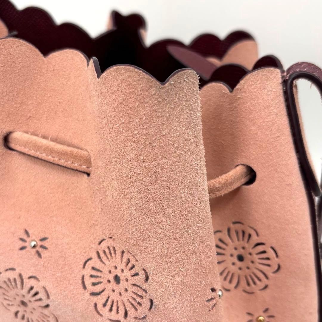 Coach Y2K Tea Rose Coach Suede Bucket Mini Bag Blush Size ONE SIZE - 16 Thumbnail