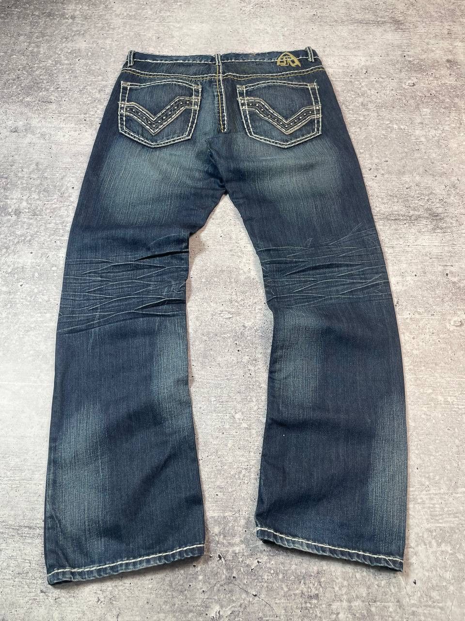 Antique Rivet Vintage 00s Antique Rivet Rock Revival Style Denim Jeans Y2K Size US 34 / EU 50 - 4 Thumbnail