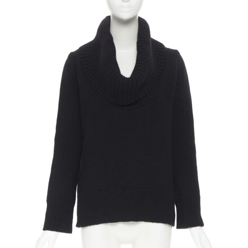 Alexander McQueen new ALEXANDER MCQUEEN black wool angora blend ribbed turtleneck sweater S Size S / US 4 / IT 40 - 1 Thumbnail