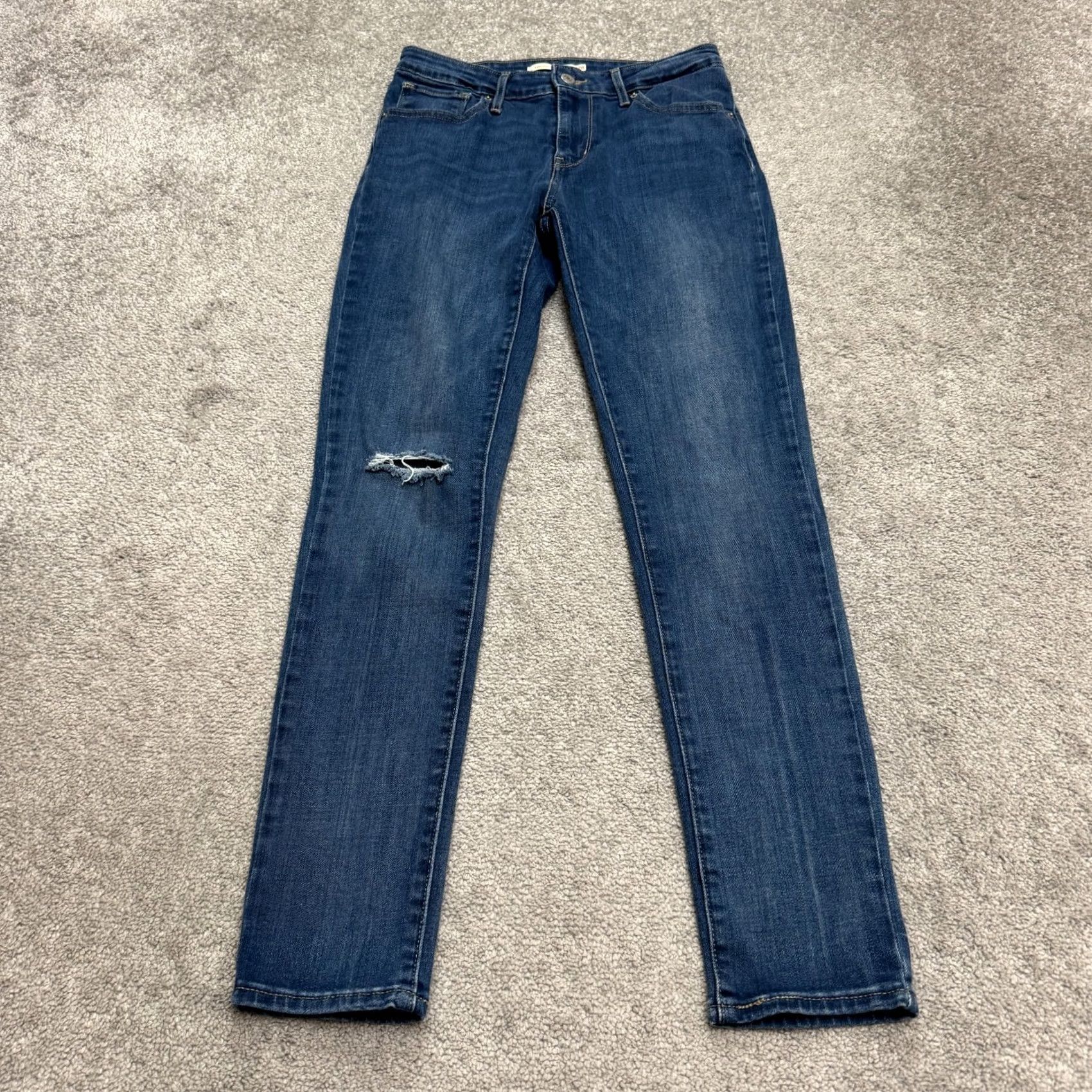 Levi's Levi's 721 High Rise Skinny Distressed Denim Jeans Womens 28 Blue Stretch Casual Denim Levi's 700 Series Slim Regular 5-Pocket Rise High Size 28" / US 6 / IT 42 - 2 Thumbnail