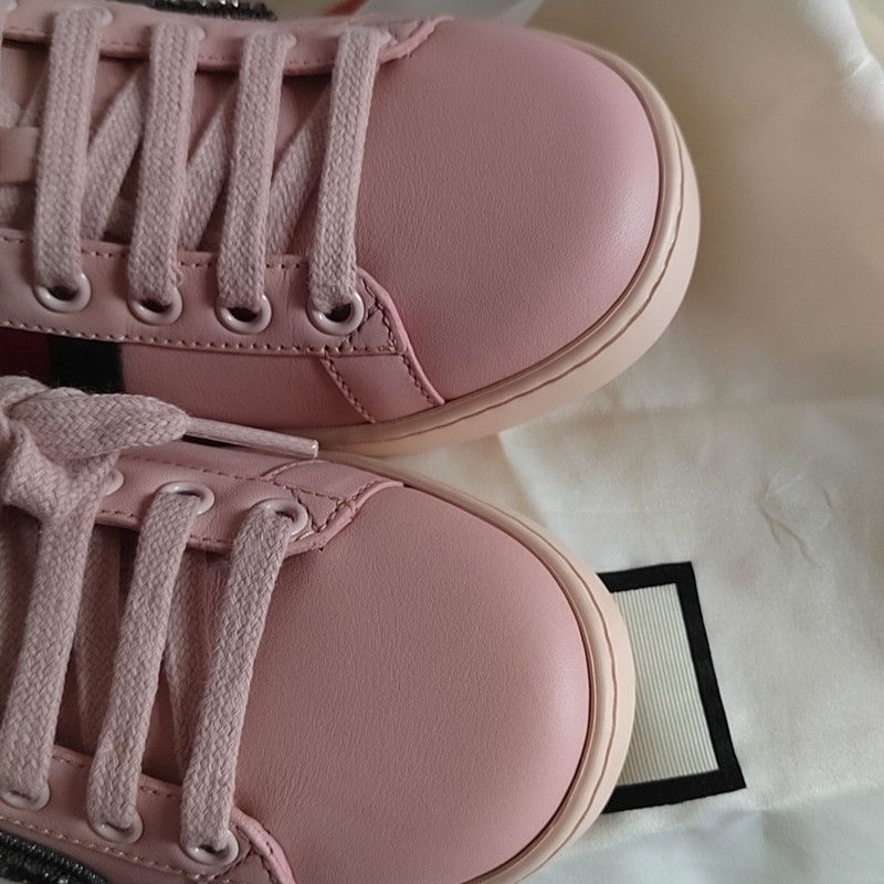 Gucci Gucci Ace Pink Embellished Sneakers Size US 5.5 / EU 38 - 9 Thumbnail