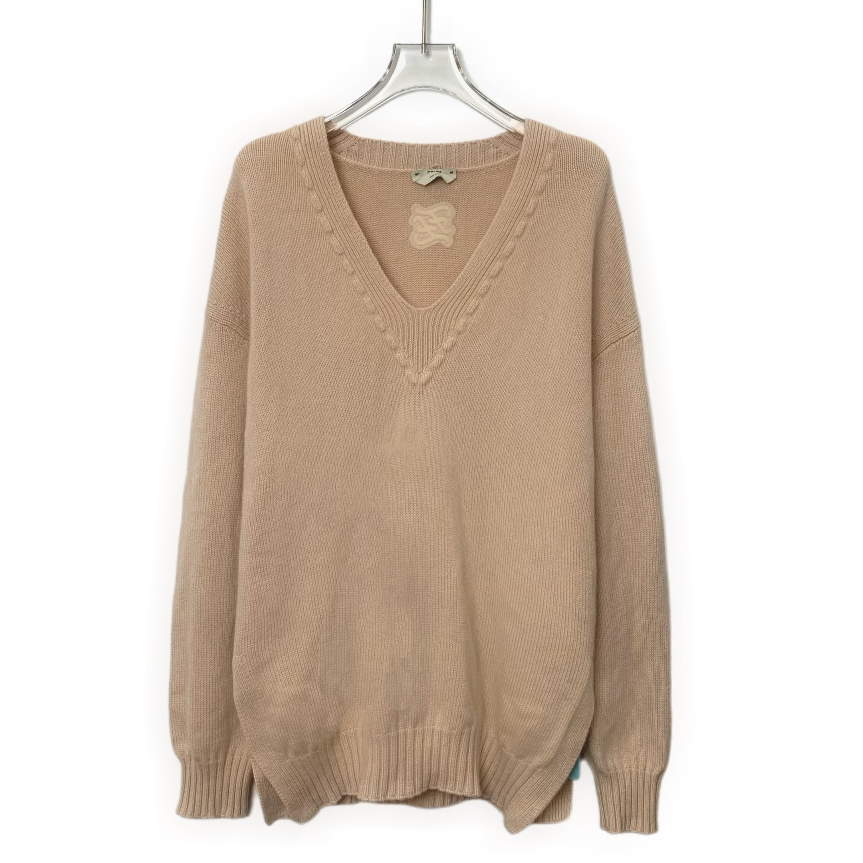 Fendi Fendi Sweater – Blush Logo Cashmere V-Neck (Size XS) Size XS / US 0-2 / IT 36-38 - 1 Thumbnail