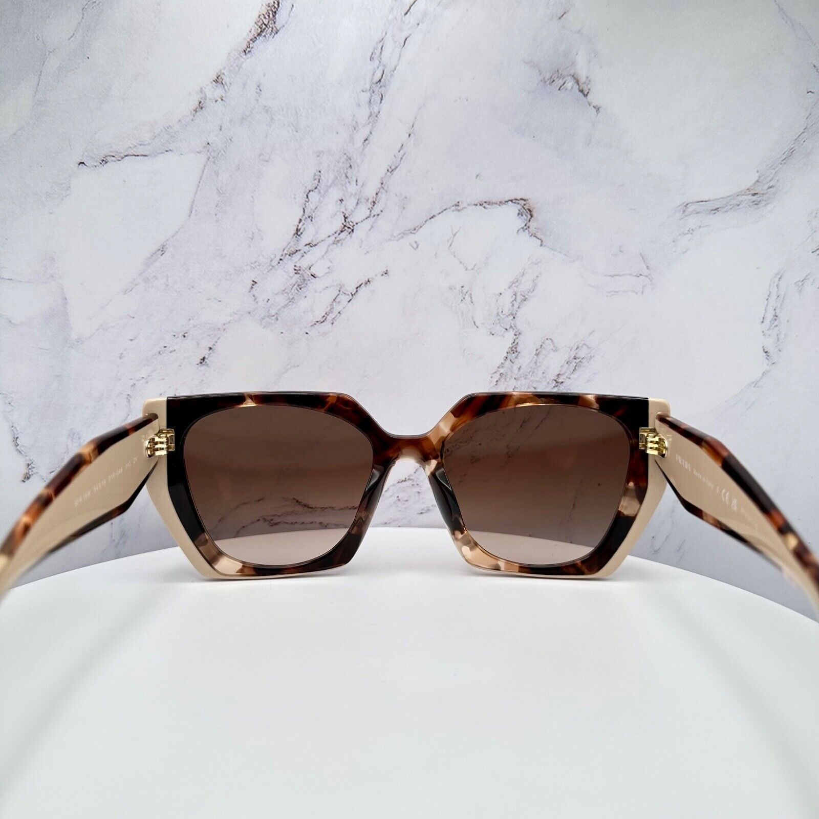 Prada New PRADA Sunglasses Symbole Logo Brown Beige Tortoise Gold Size ONE SIZE - 16 Thumbnail