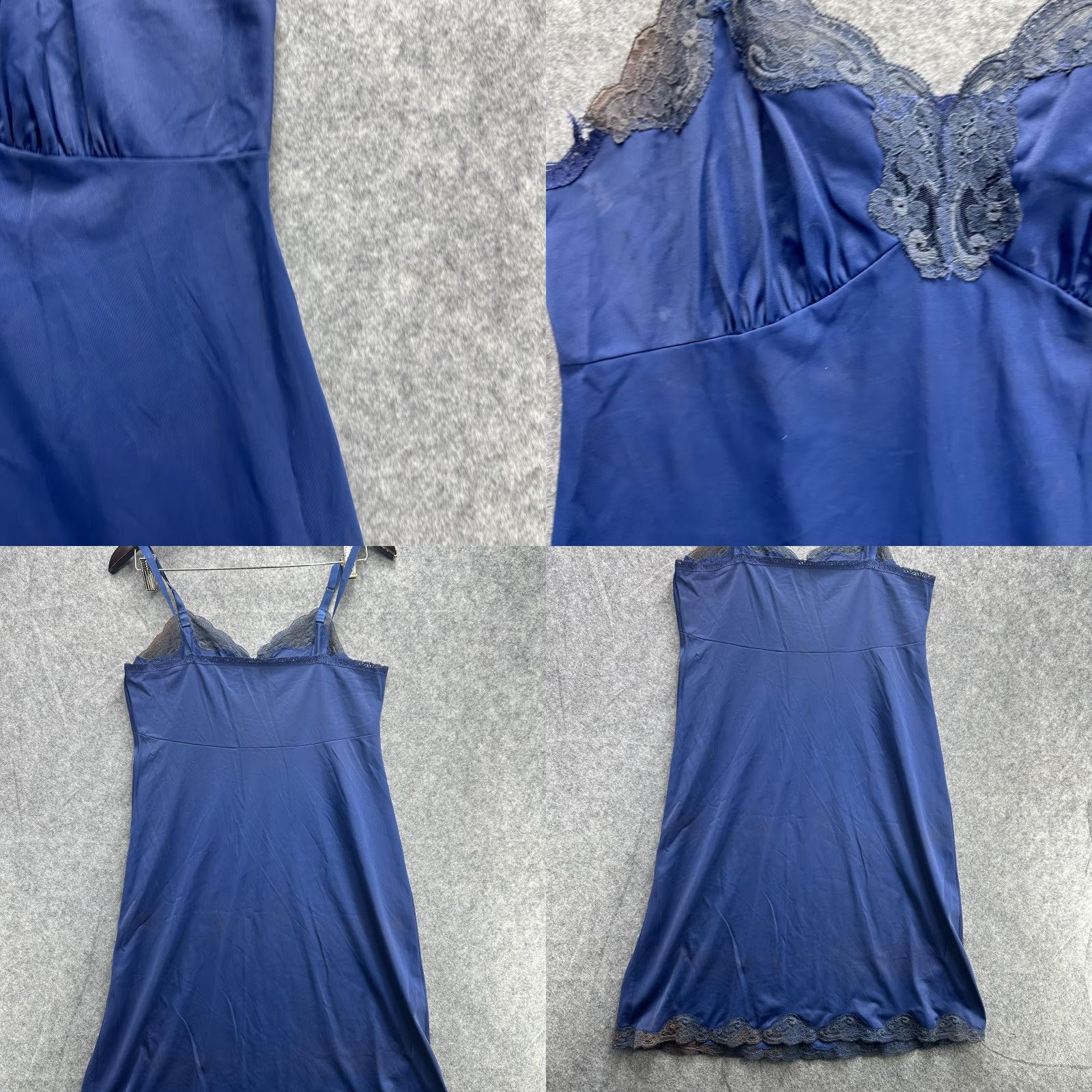 Vintage VINTAGE ShadowLine Slip Dress Womens 36 Blue Nylon Lace Nightgown Made USA Size M / US 6-8 / IT 42-44 - 8 Thumbnail