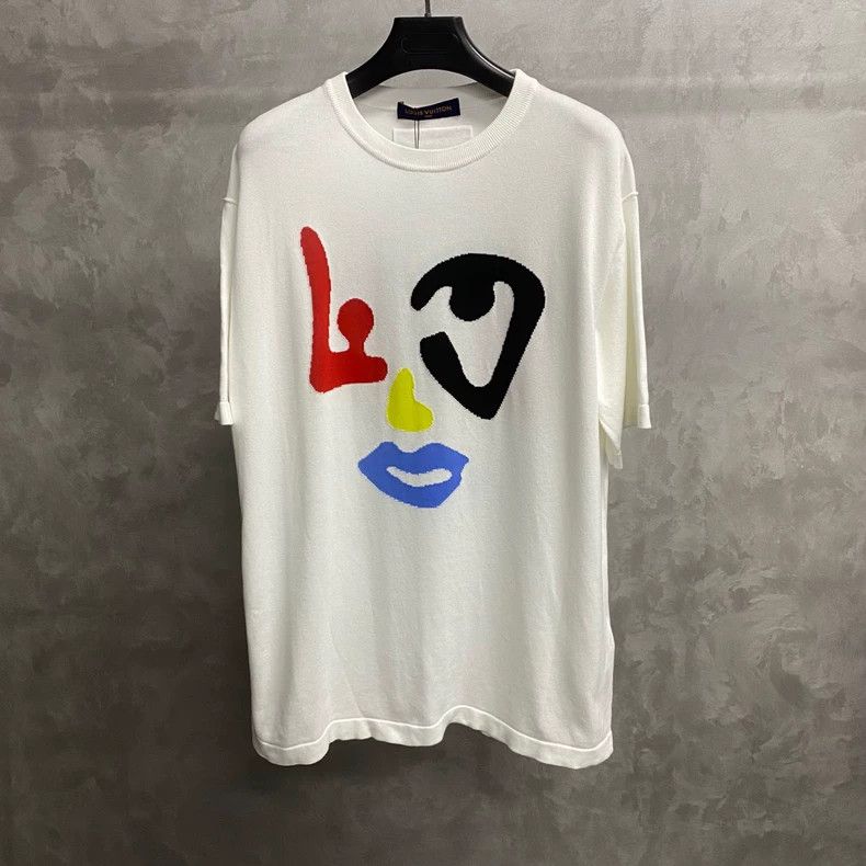 Louis Vuitton Louis Vuitton White geometric knit logo short sleeve Size US XL / EU 56 / 4 - 1 Thumbnail