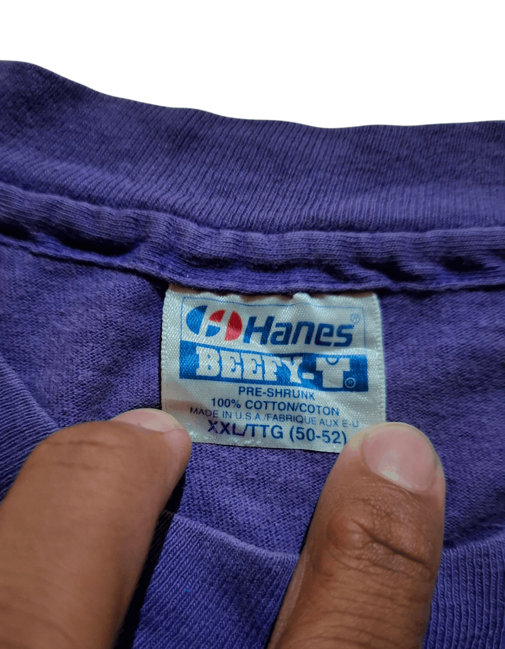 Vintage Vintage 1992 Hanes Single Stitch T-Shirt Size US XXL / EU 58 / 5 - 7 Thumbnail