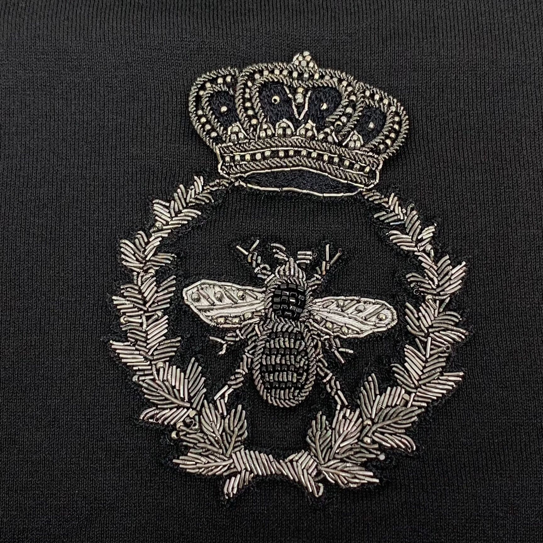 Dolce & Gabbana Dolce Gabbana Black Crown Bee Beaded T-shirt Size US M / EU 48-50 / 2 - 5 Thumbnail